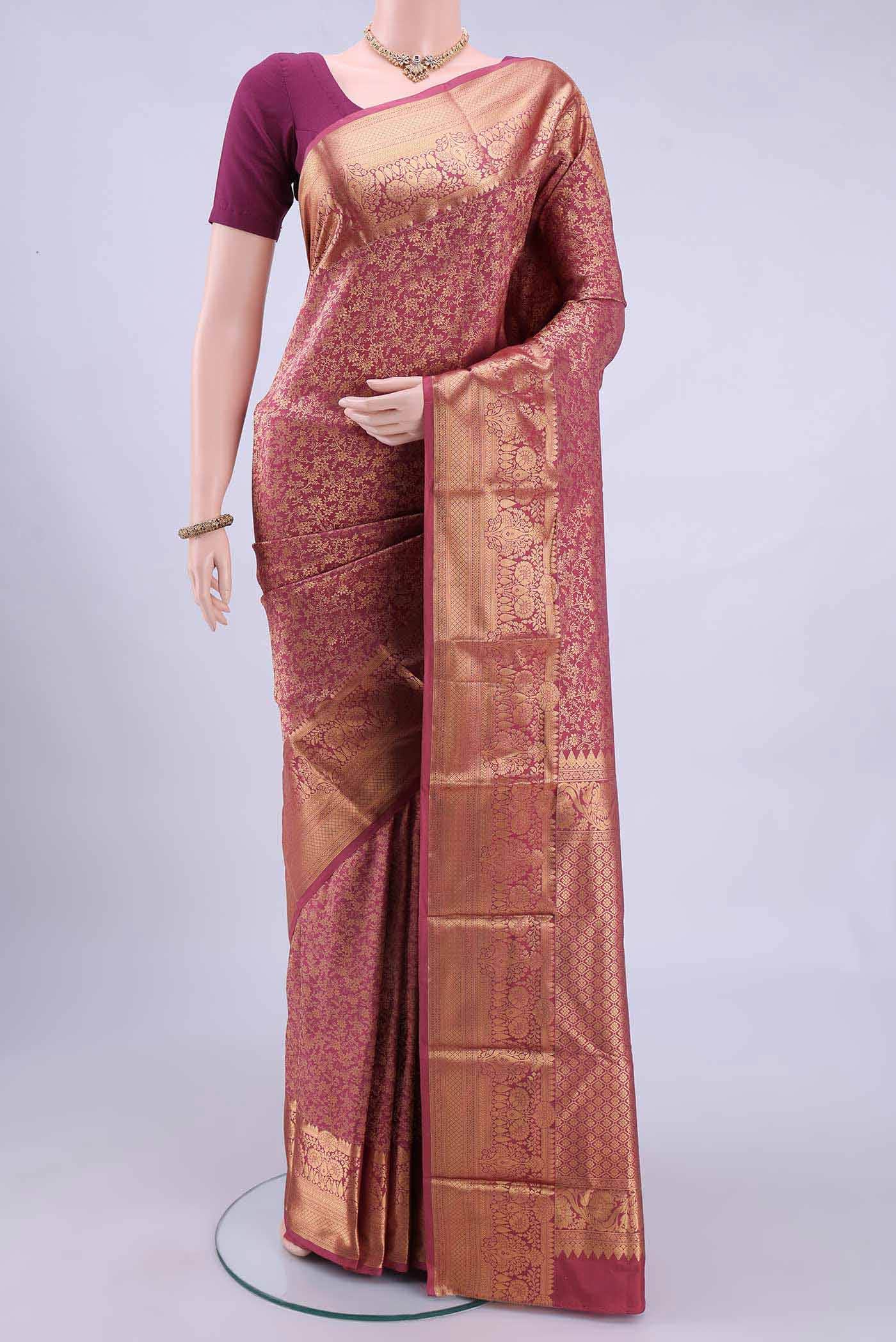 Coral Kanchipuram Saree