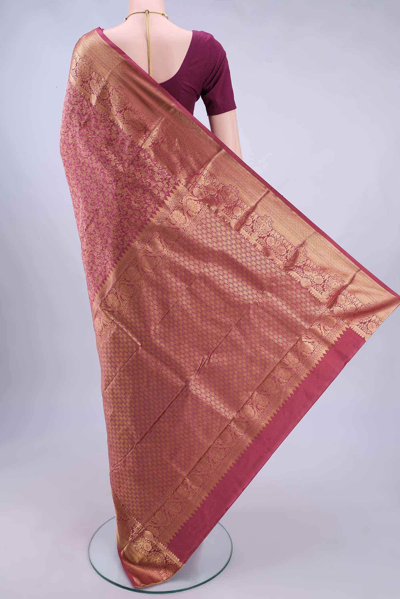Coral Kanchipuram Saree