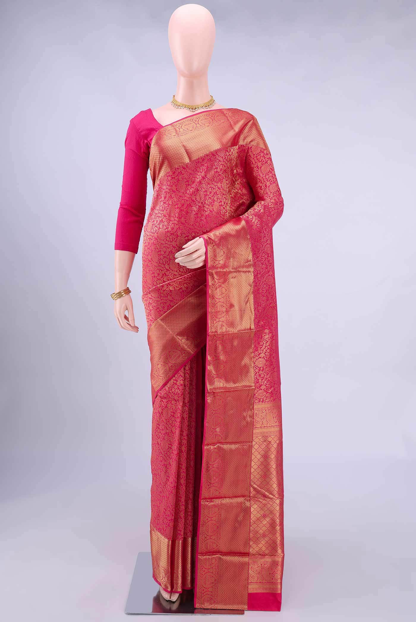 Pink Bangalore Silk Saree