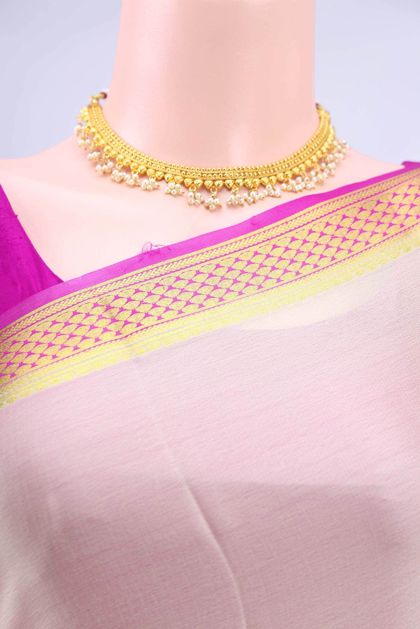 Off White Mysore Crepe Saree