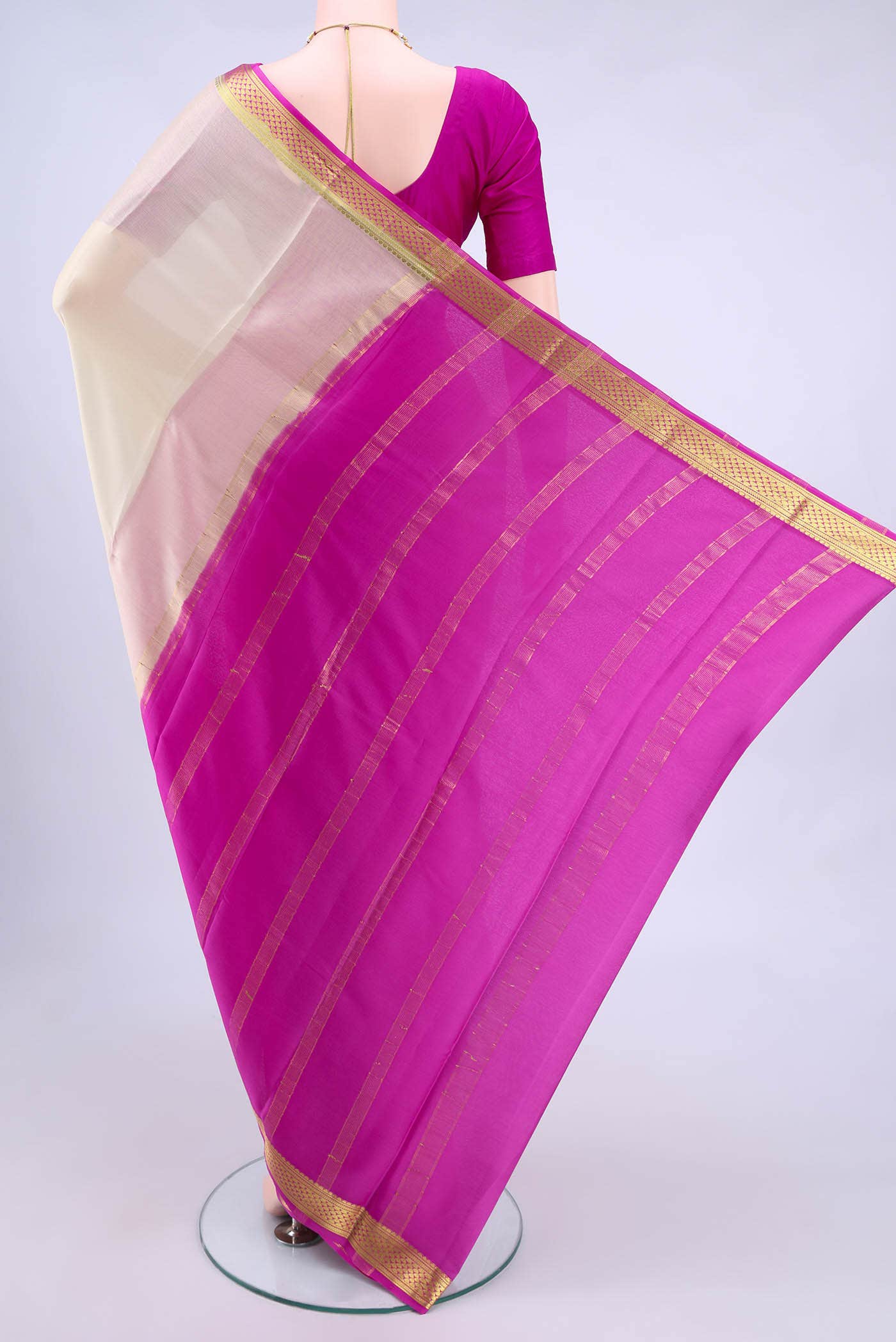 Off White Mysore Crepe Saree
