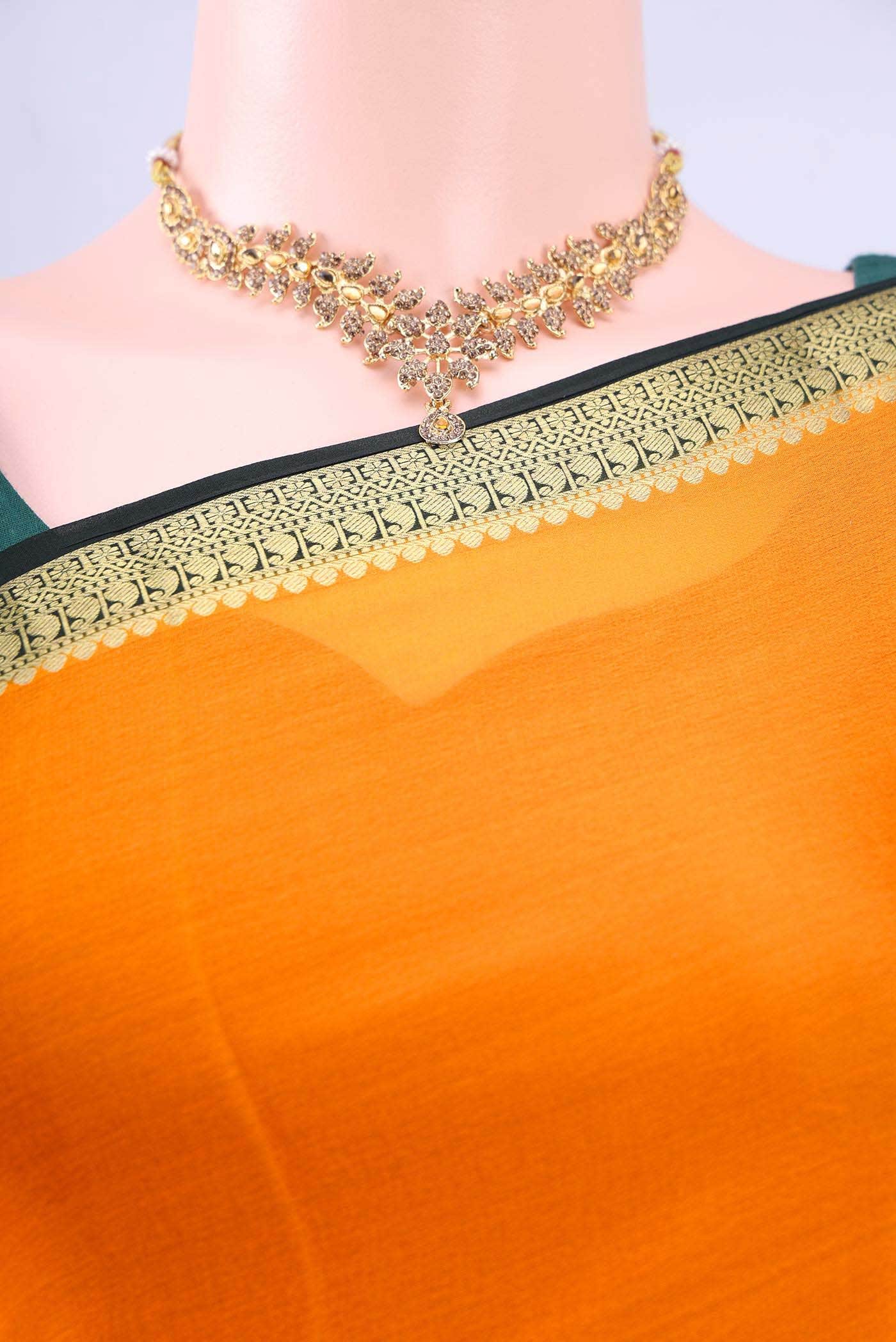 Orange Mysore Crepe Saree