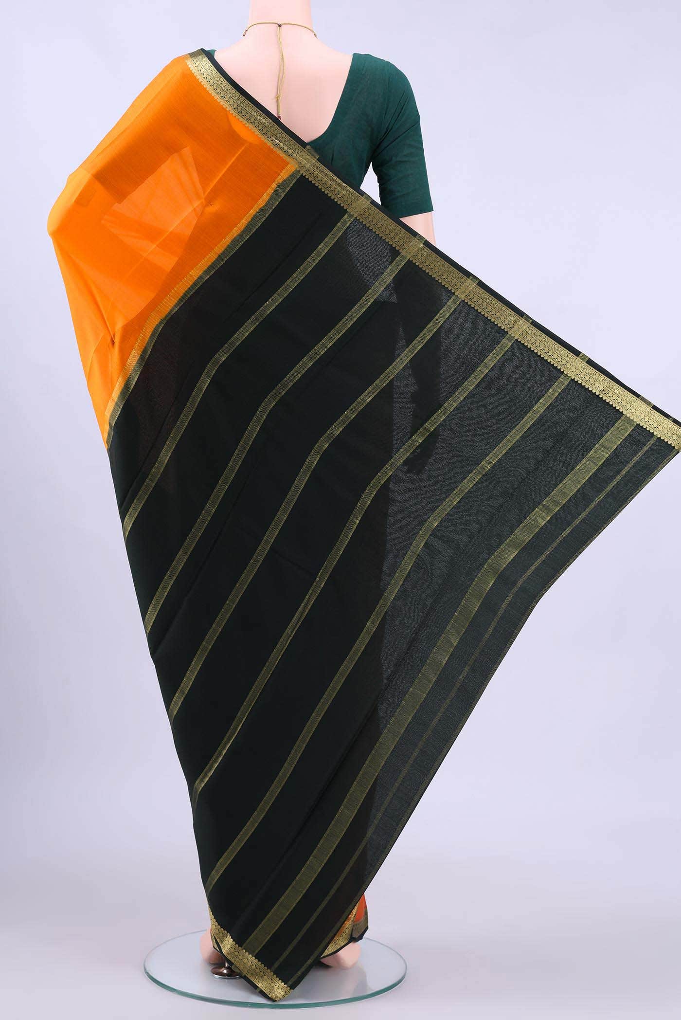 Orange Mysore Crepe Saree