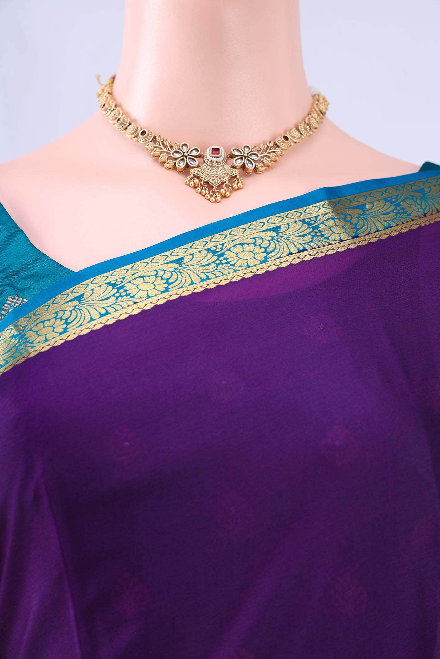 Burgundy Dual Tone Mysore Crepe Saree