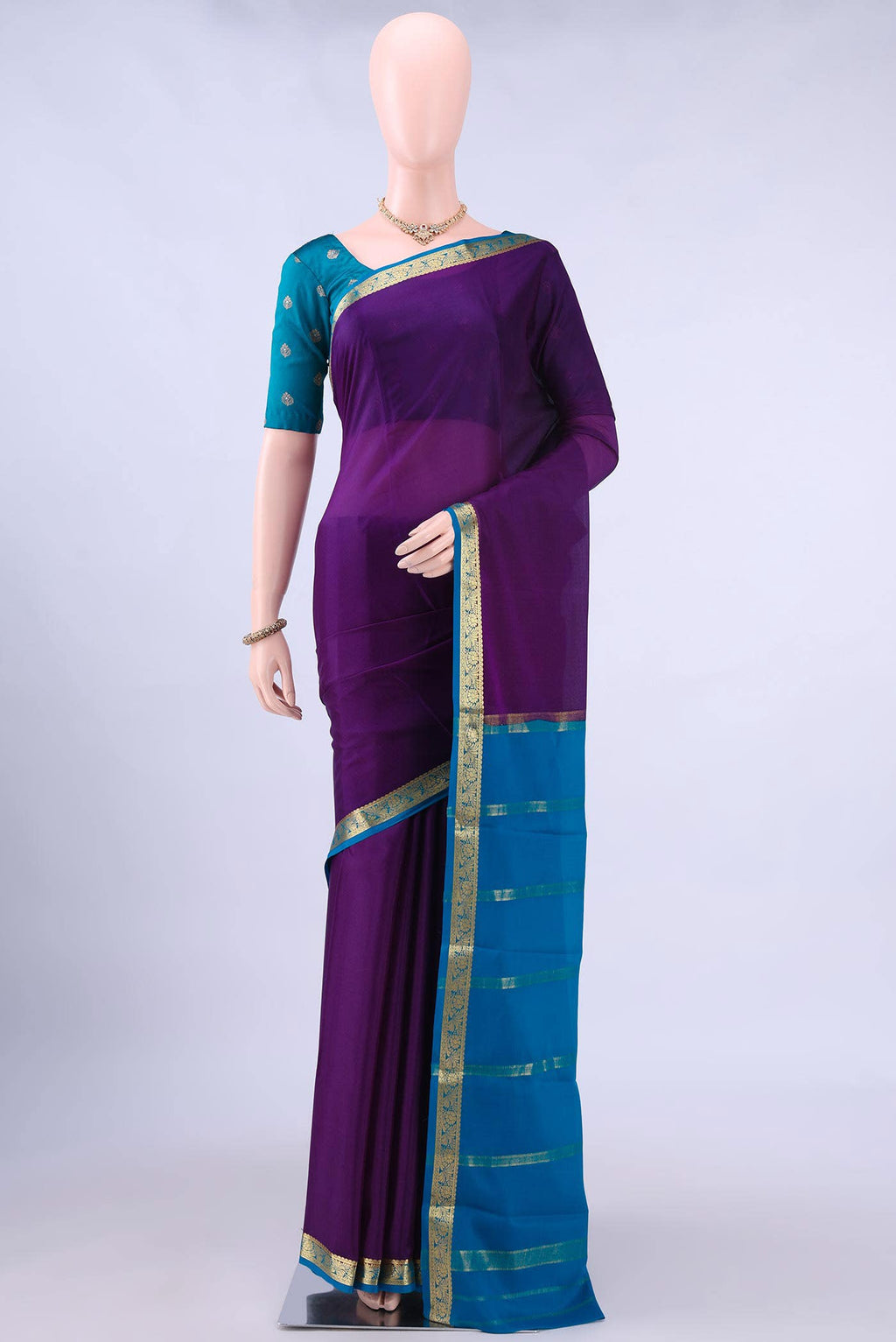 Burgundy Dual Tone Mysore Crepe Saree