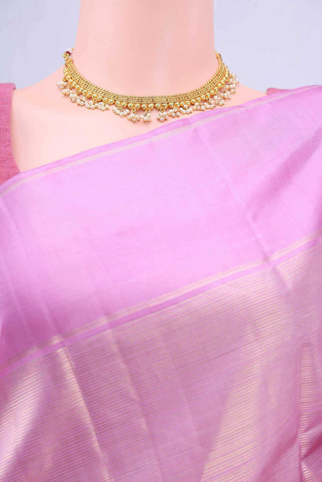 Rose pink Kanchipuram Silk Saree