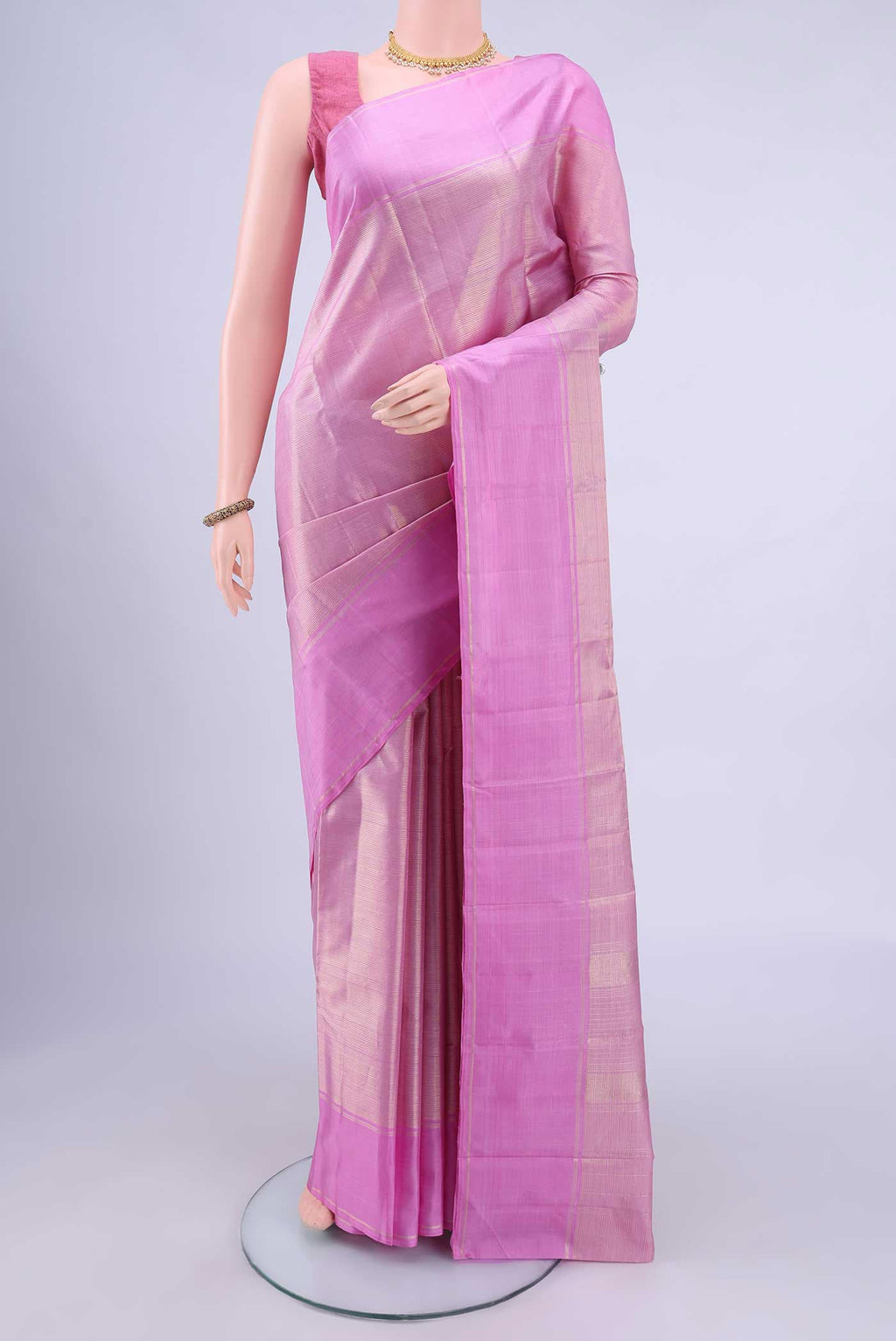 Rose pink Kanchipuram Silk Saree