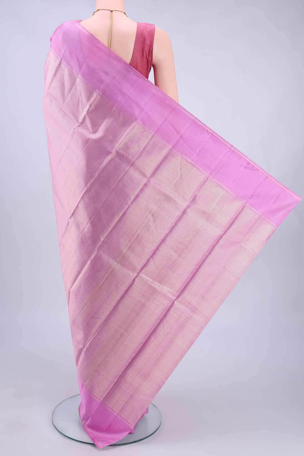 Rose pink Kanchipuram Silk Saree