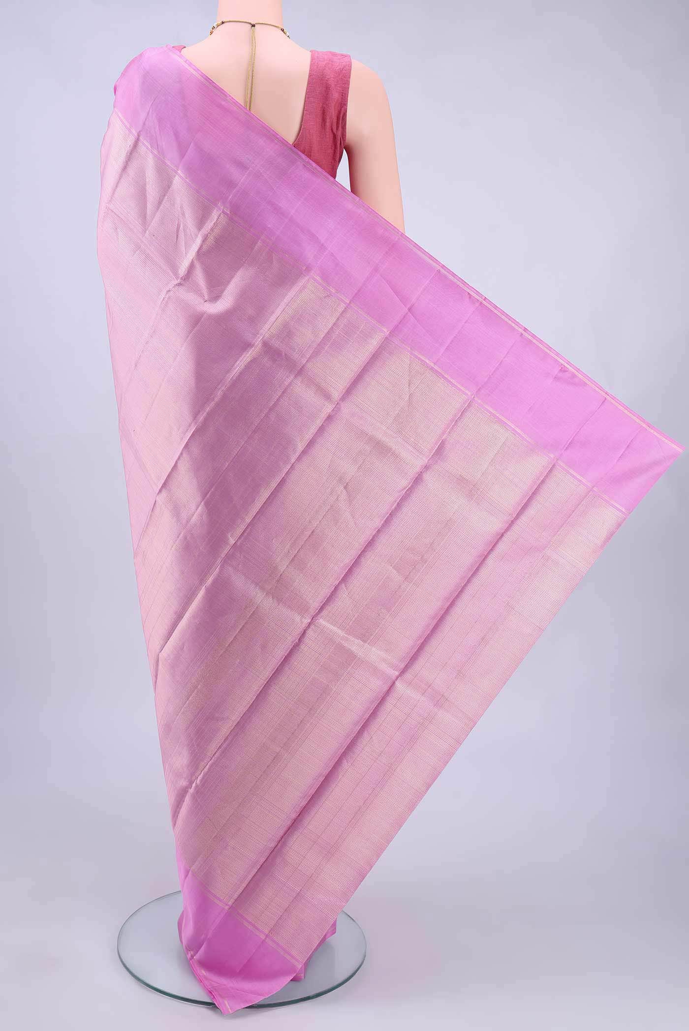 Rose pink Kanchipuram Silk Saree