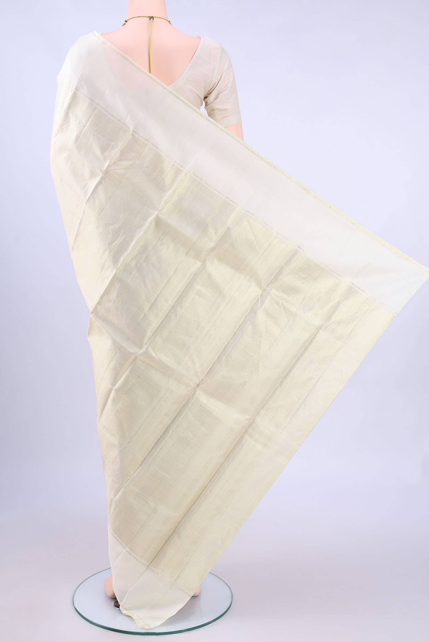 Pure Silk Pure Zari Cream Kanchipuram Saree