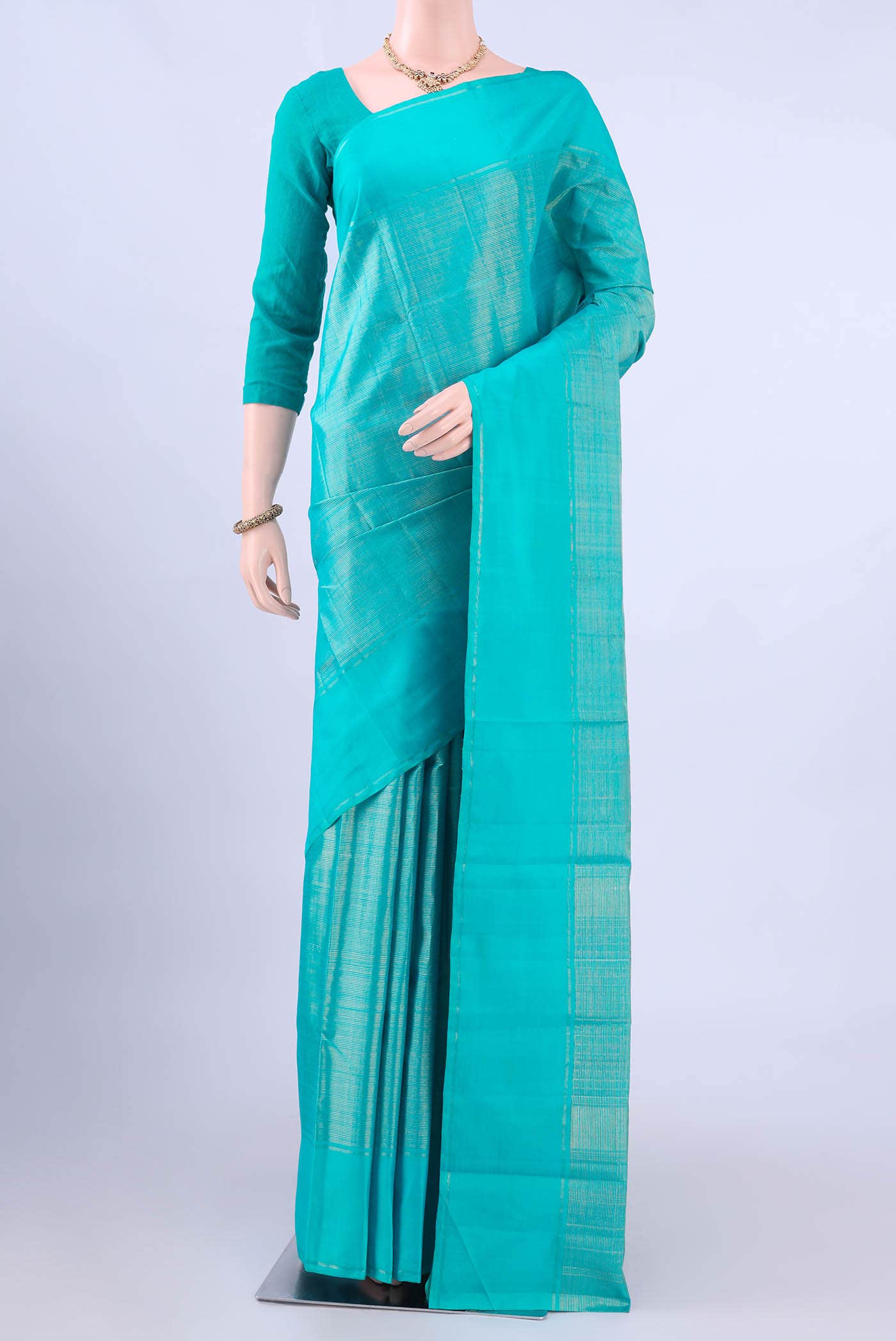 Turquoise Kanchipuram Silk Saree