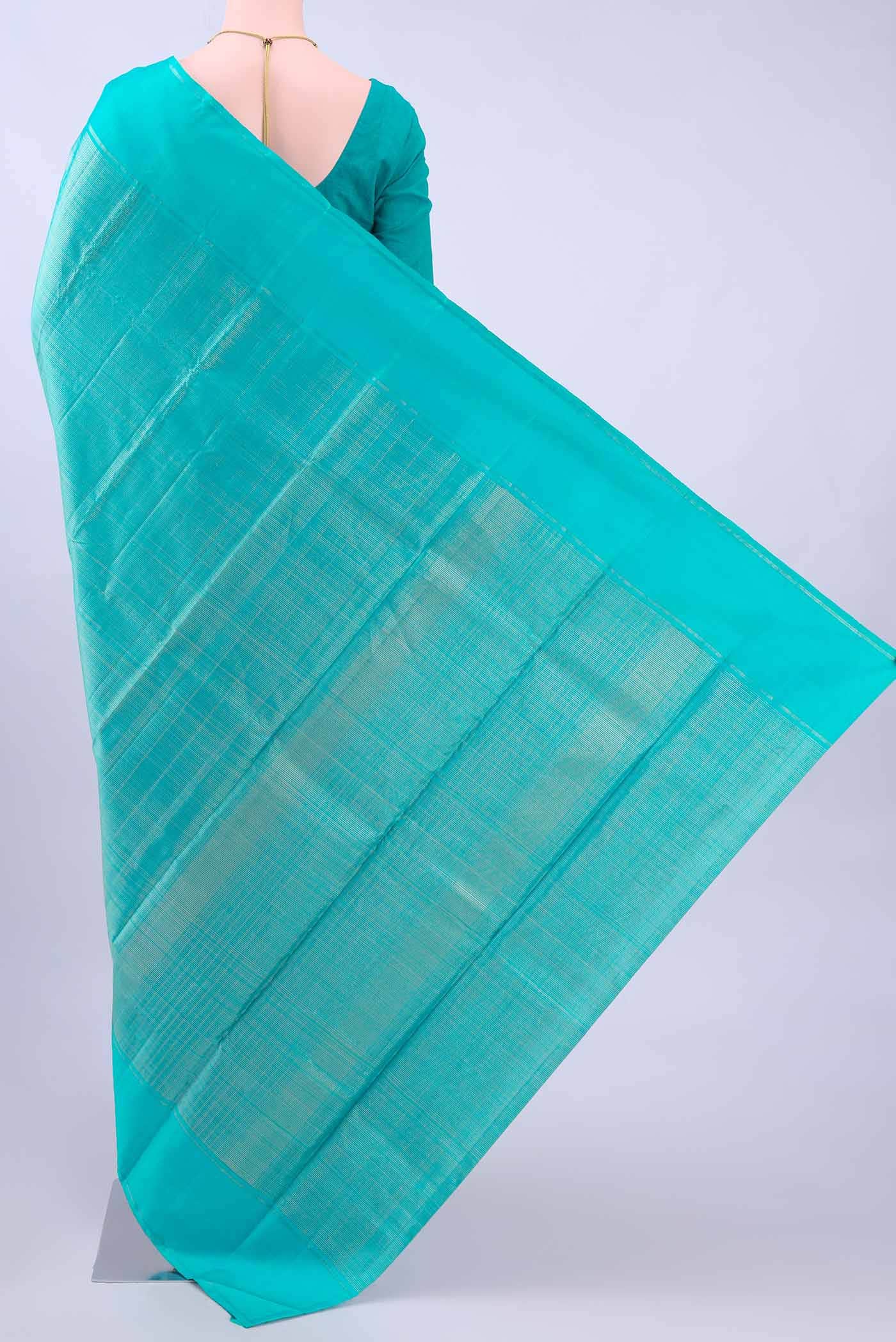 Turquoise Kanchipuram Silk Saree