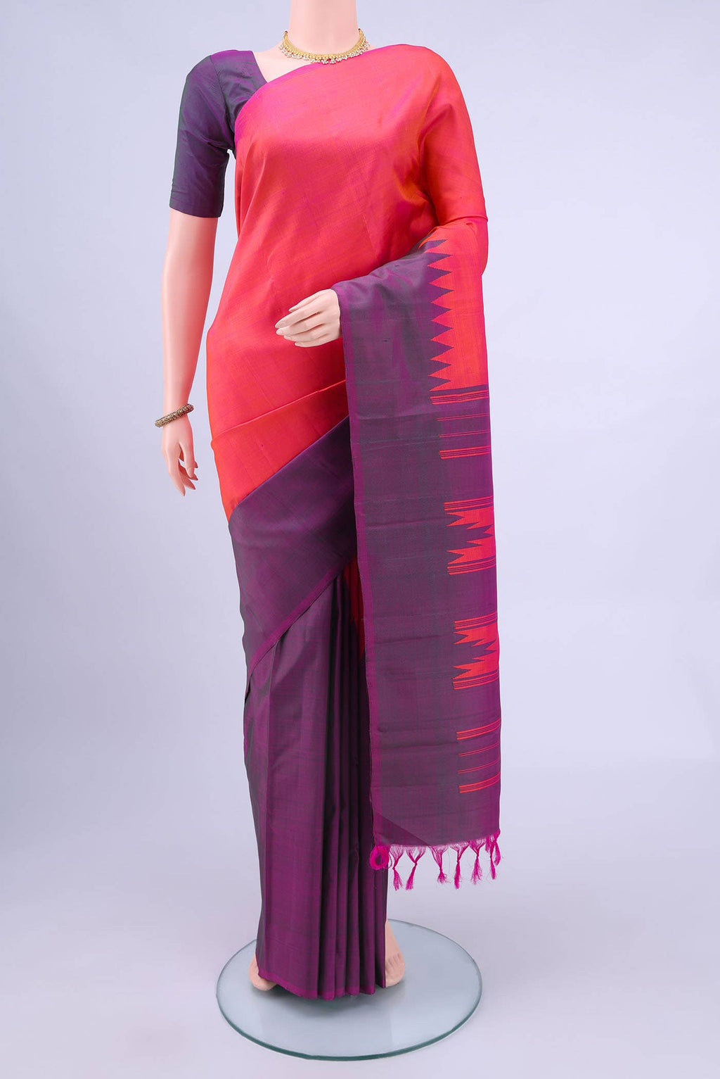 Peach Kanchipuram Silk Saree