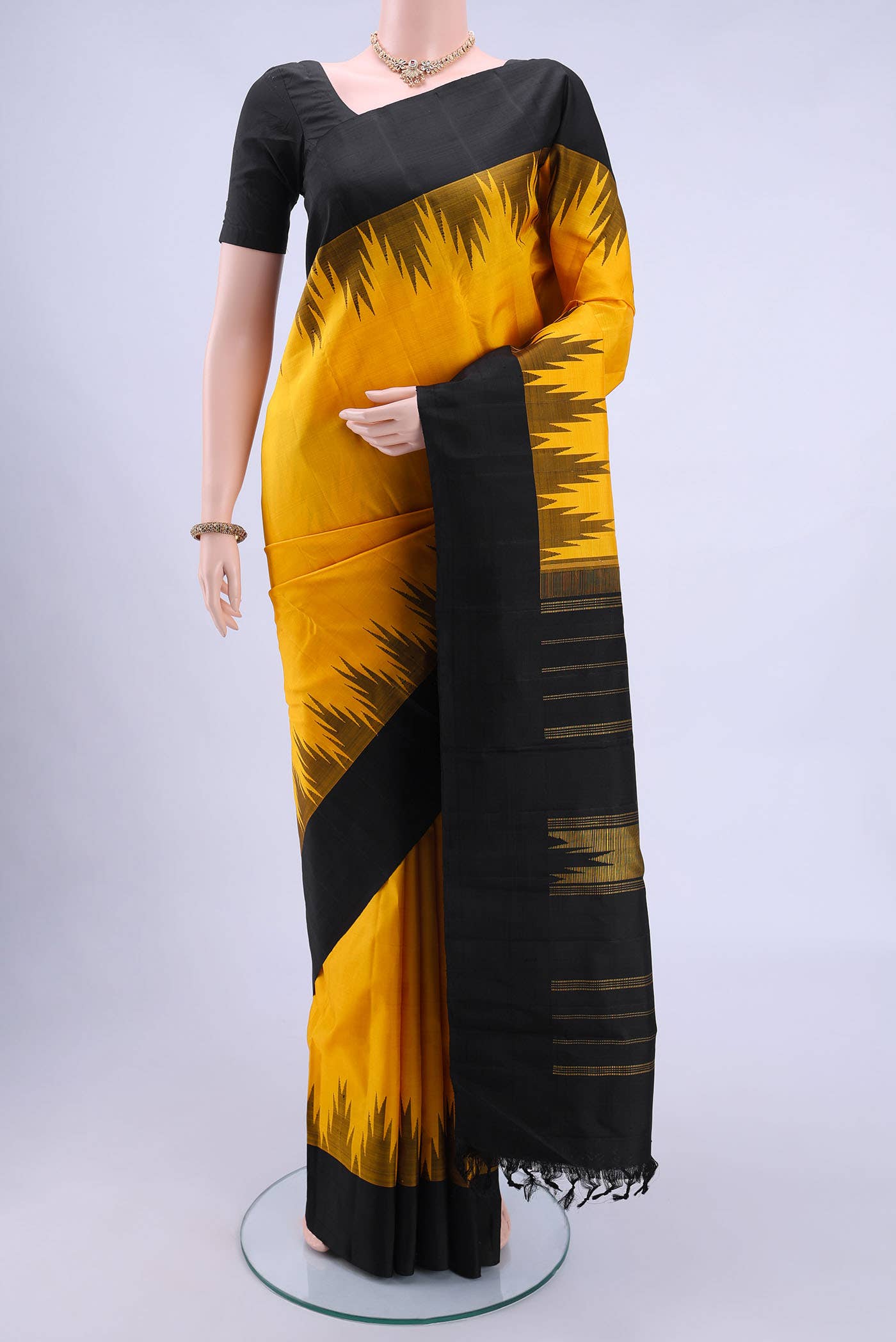 Yellow Kanchipuram Silk Saree