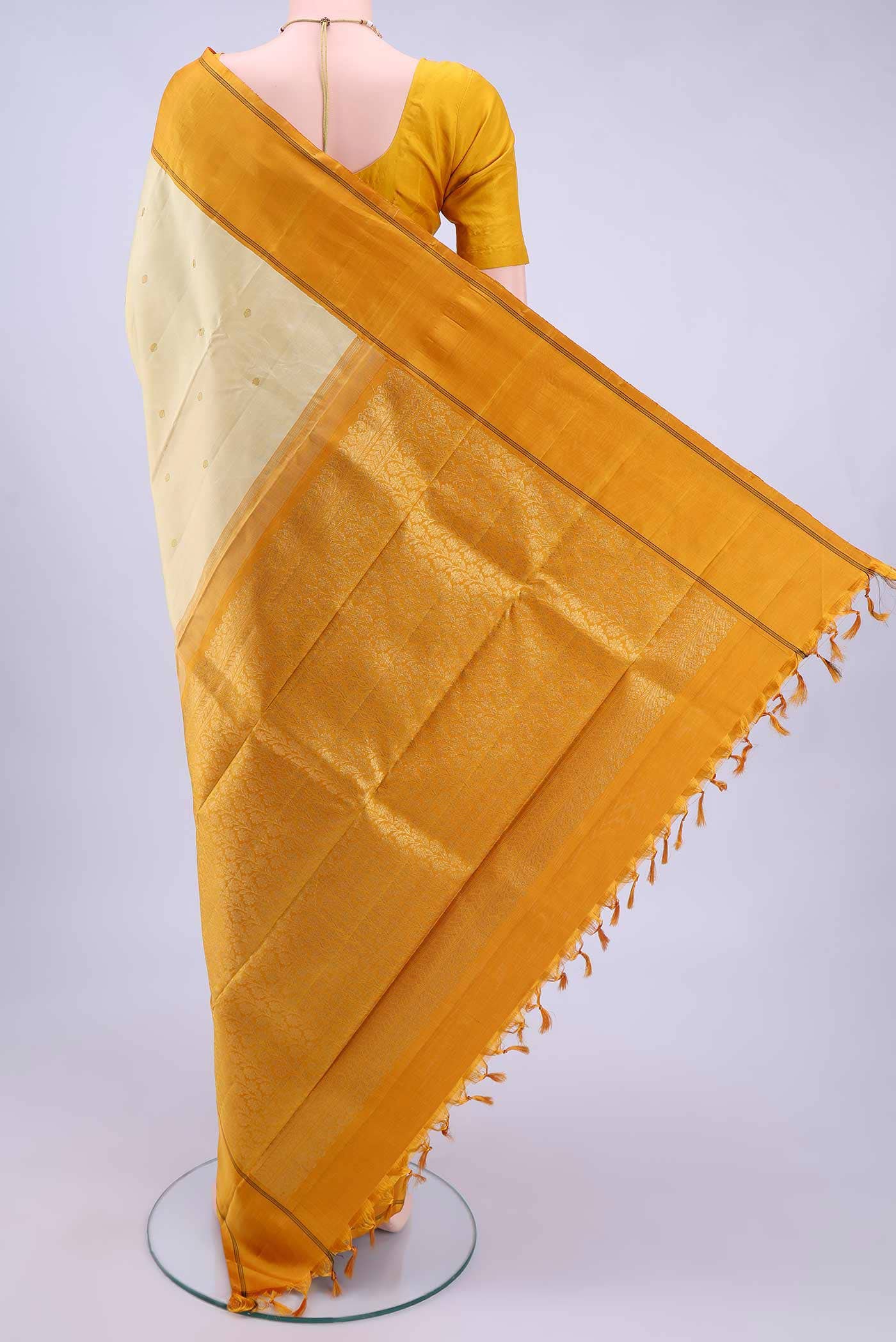 Beige Kanchipuram Silk Saree