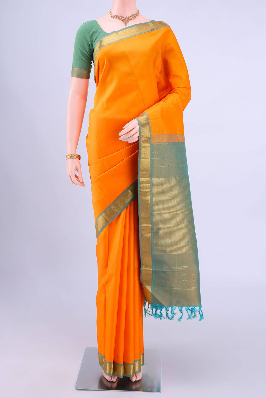 Mustard Kanchipuram Silk Saree