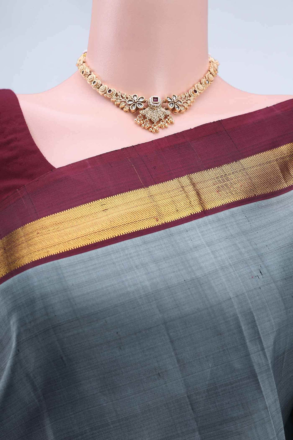 Grey Kanchipuram Silk Saree