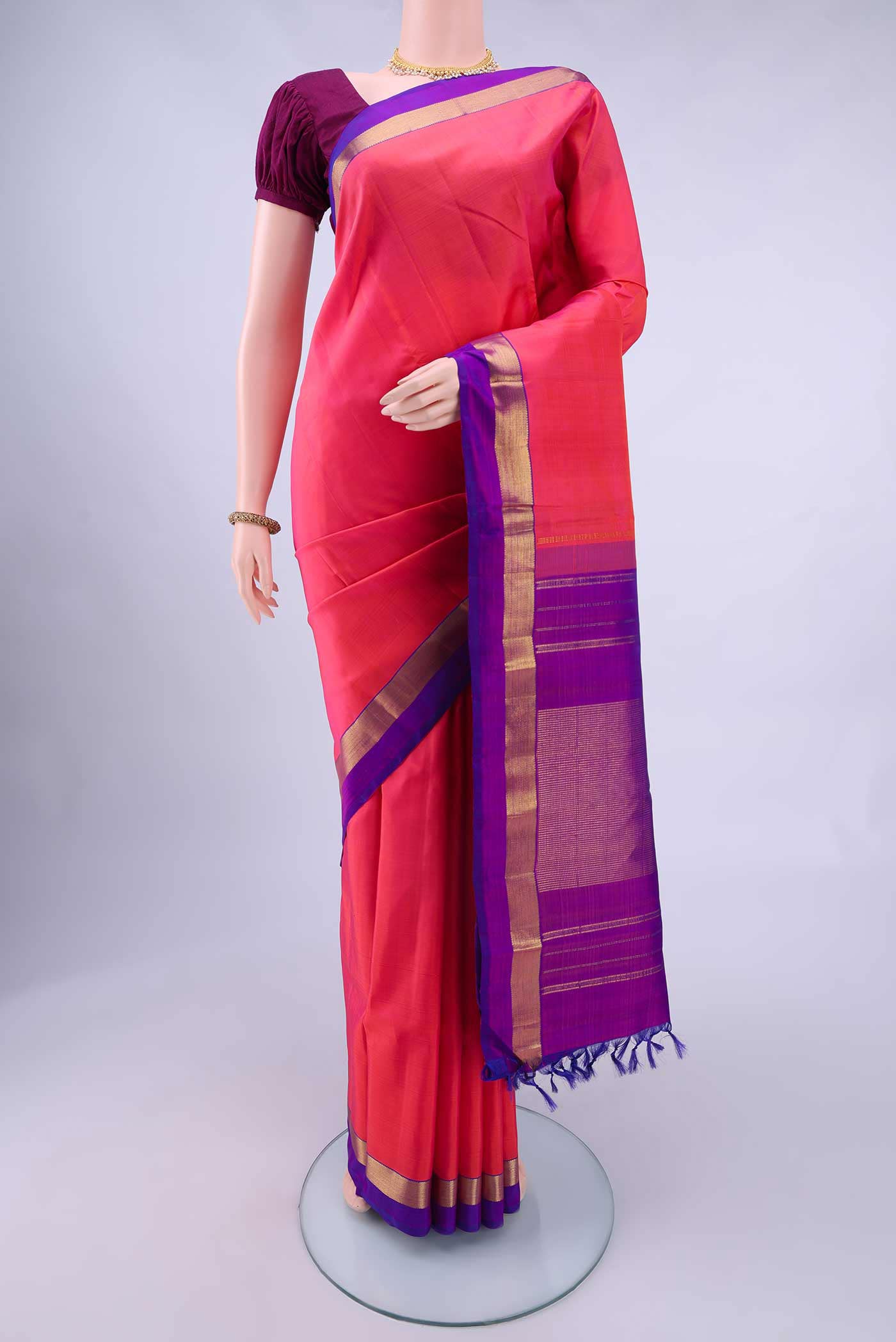 Dark Pink Kanchipuram Silk Saree