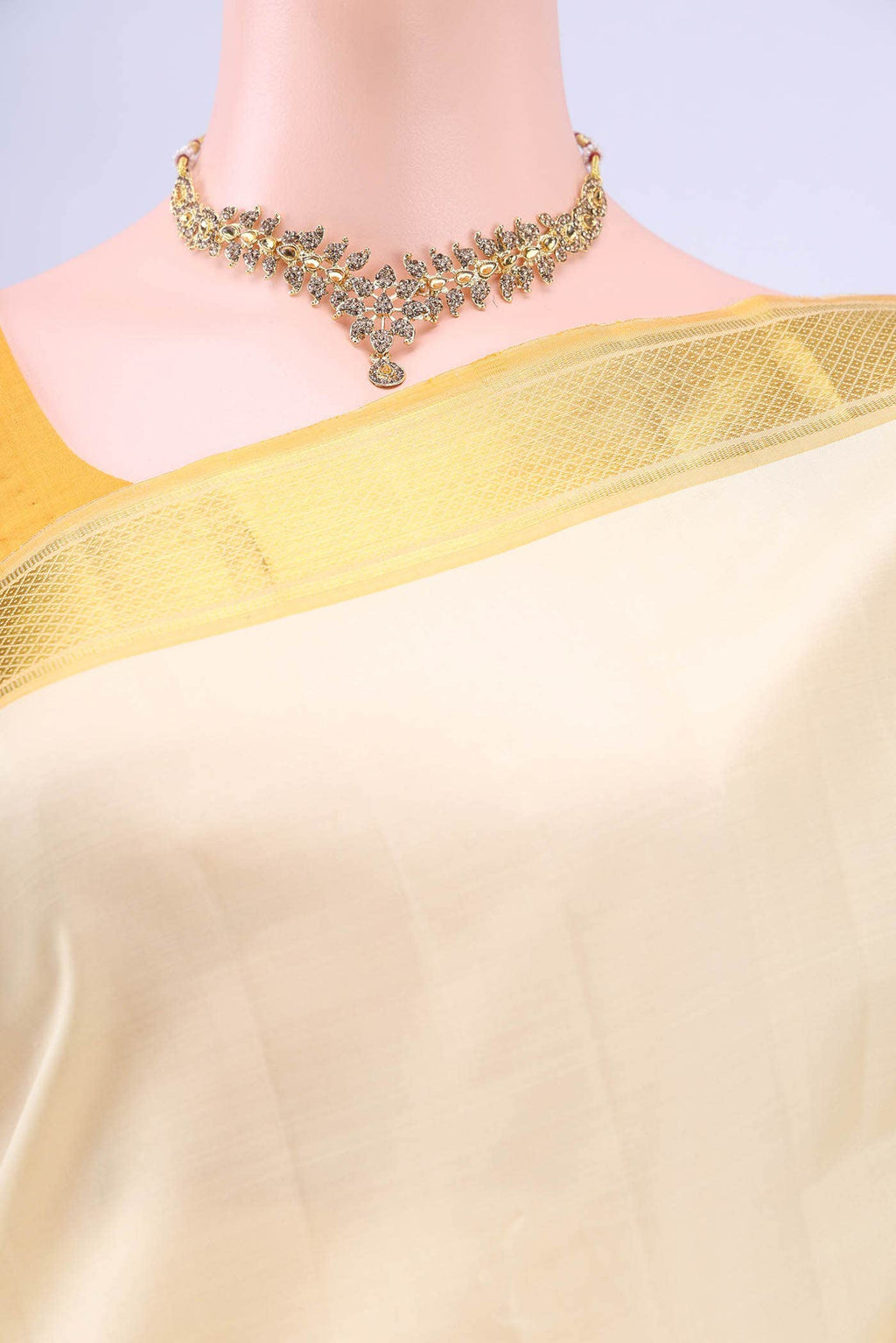Cream Kanchipuram Silk Saree
