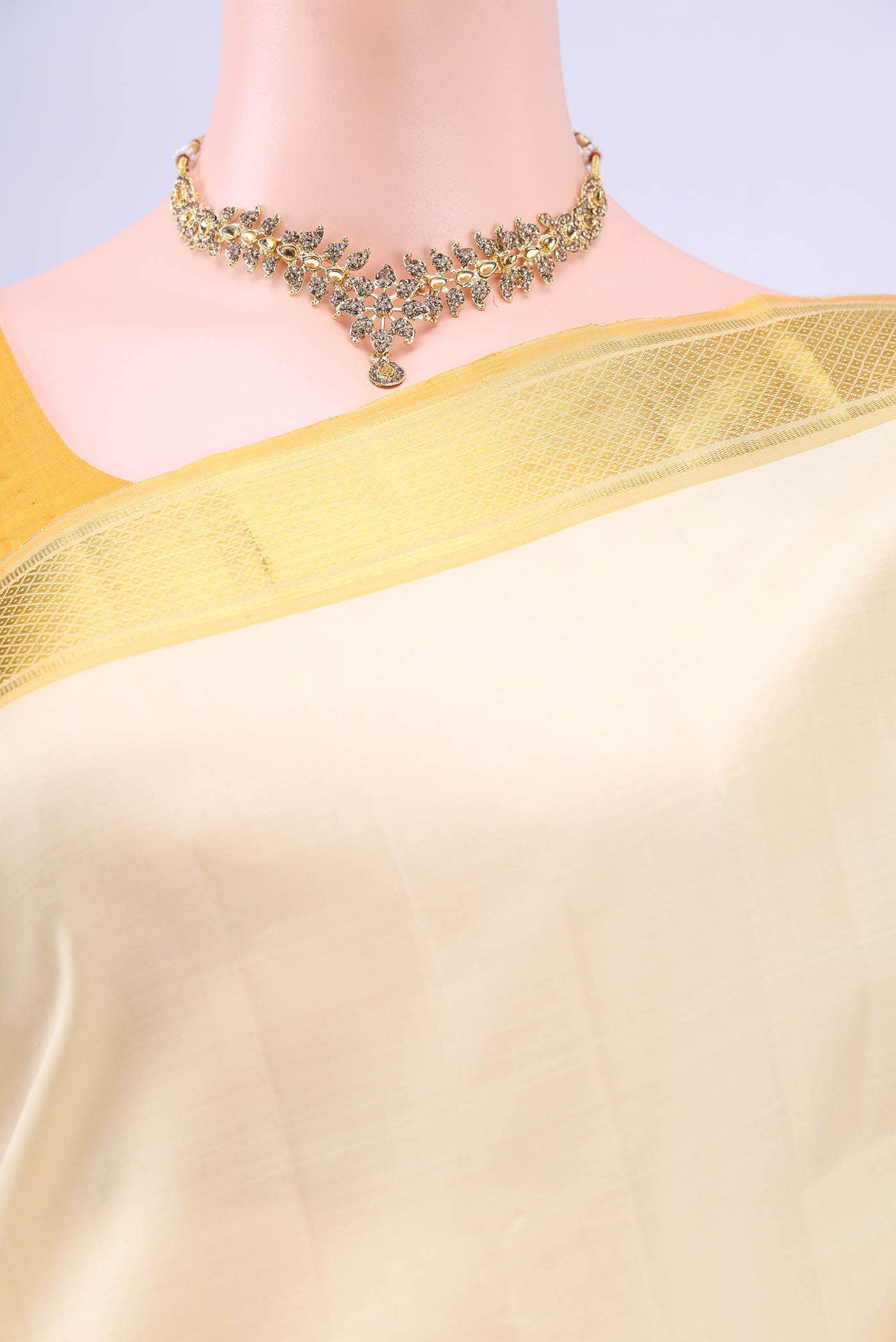 Cream Kanchipuram Silk Saree