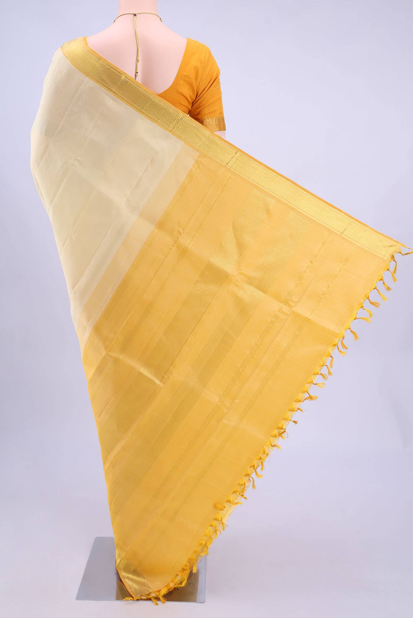 Cream Kanchipuram Silk Saree