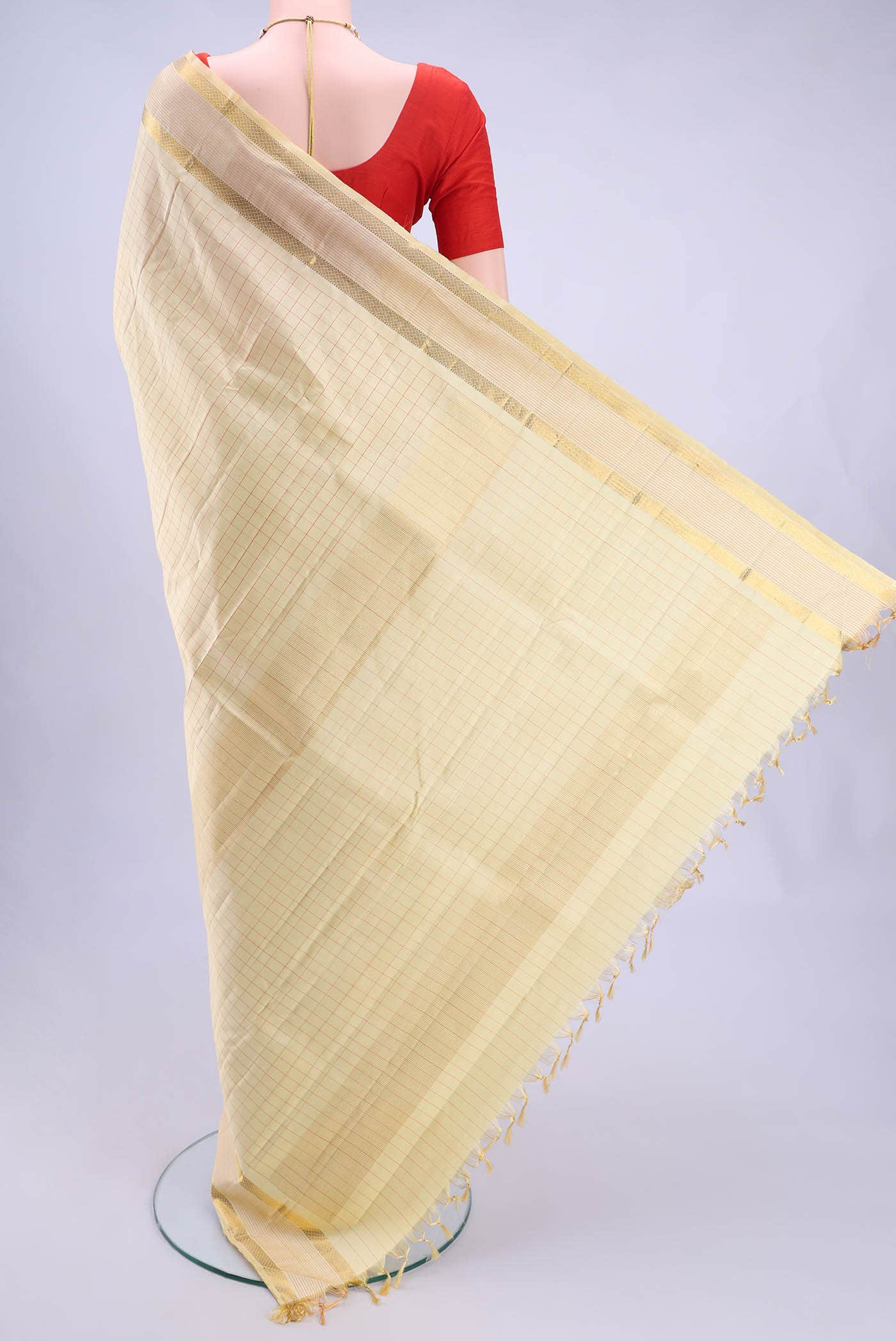 Cream Kanchipuram Silk Saree