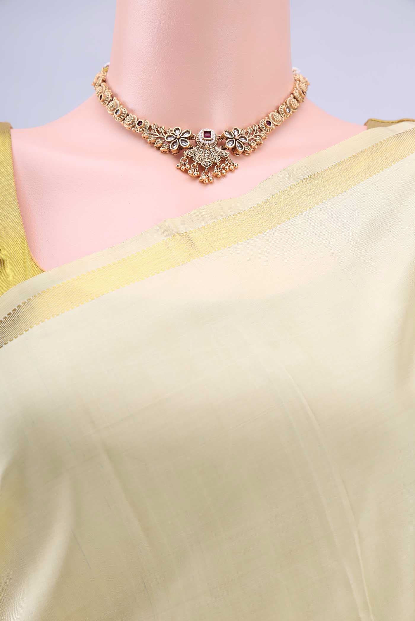 Cream Kanchipuram Silk Saree