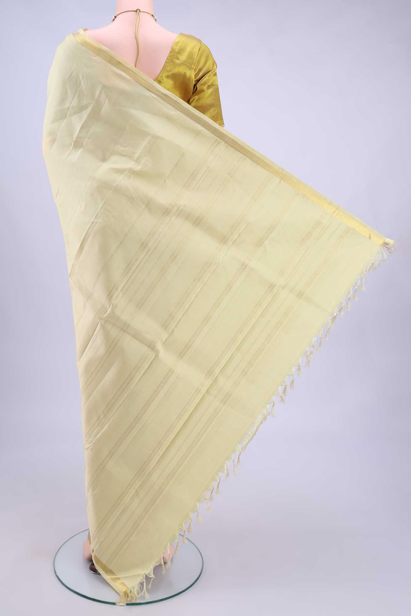 Cream Kanchipuram Silk Saree