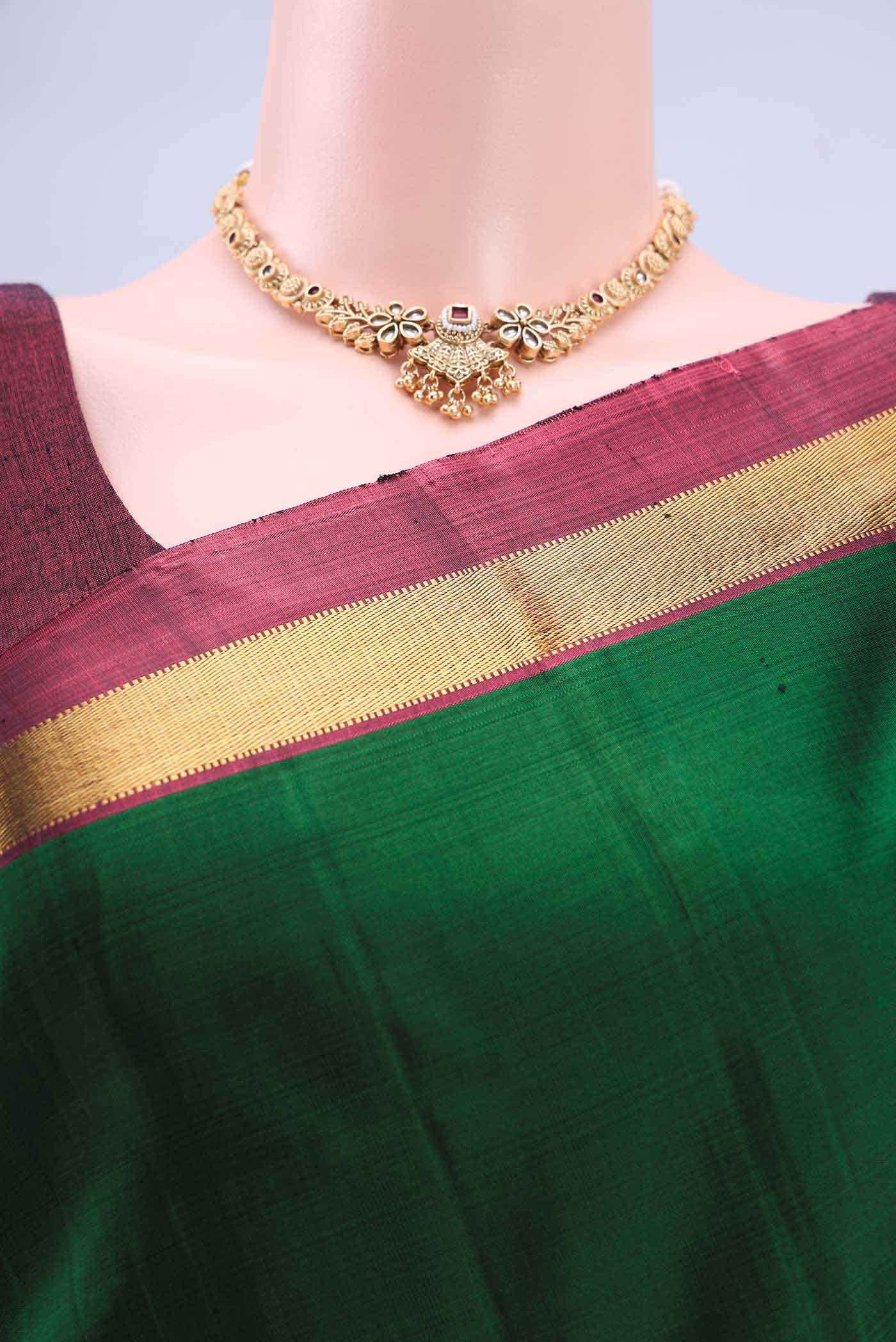 Bottle Green Kanchipuram Silk Saree