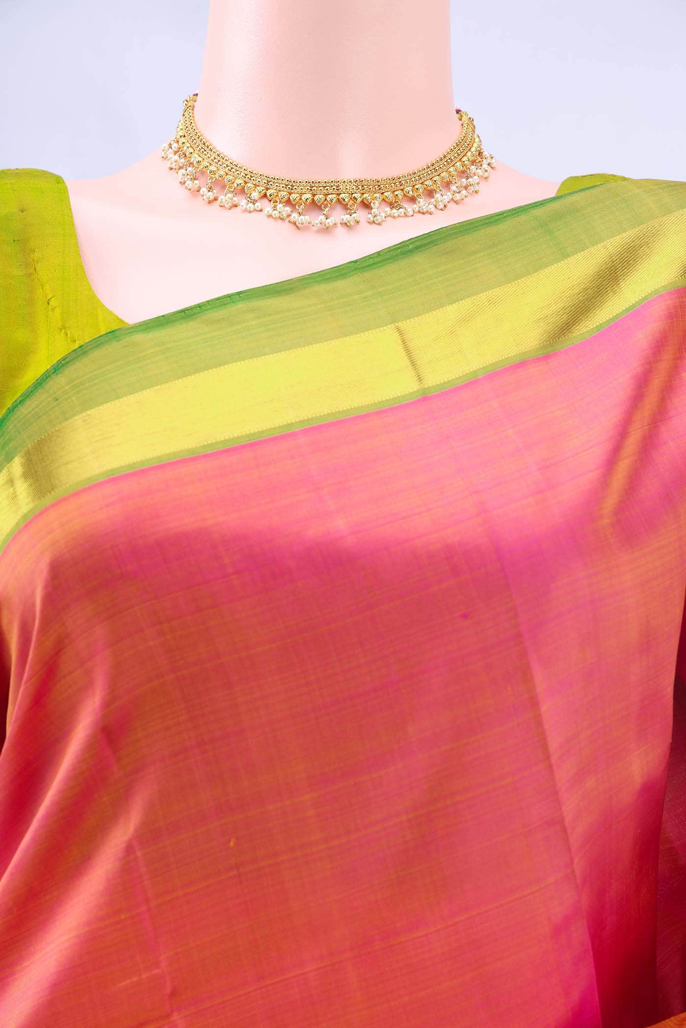 Rose Gold Kanchipuram Silk Saree