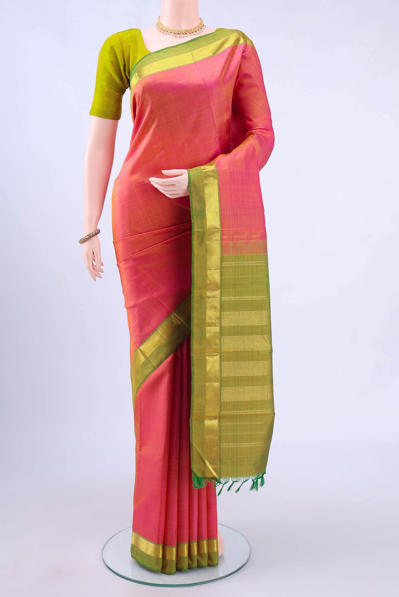 Rose Gold Kanchipuram Silk Saree