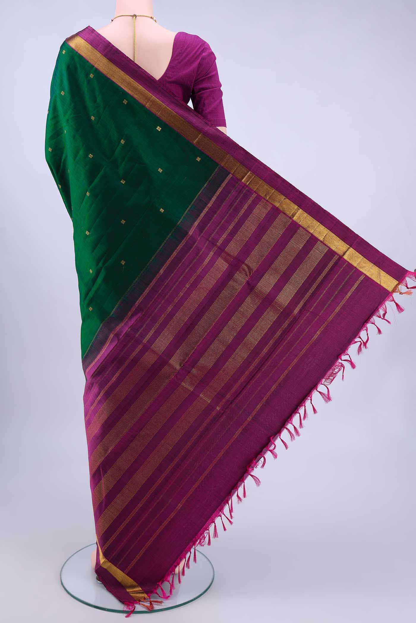 Bottle Green Kanchipuram Silk Saree