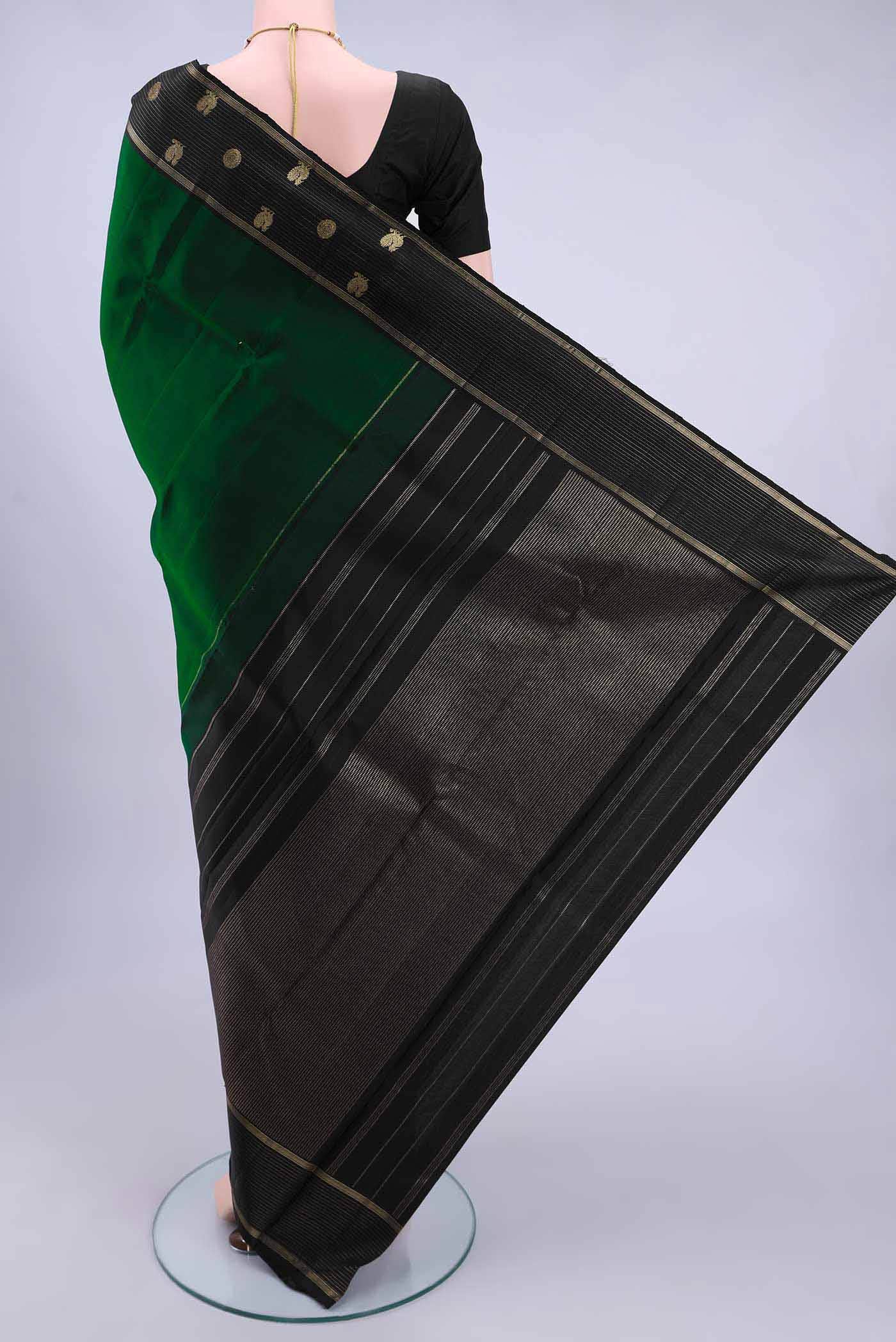 Bottle Green Kanchipuram Silk Saree