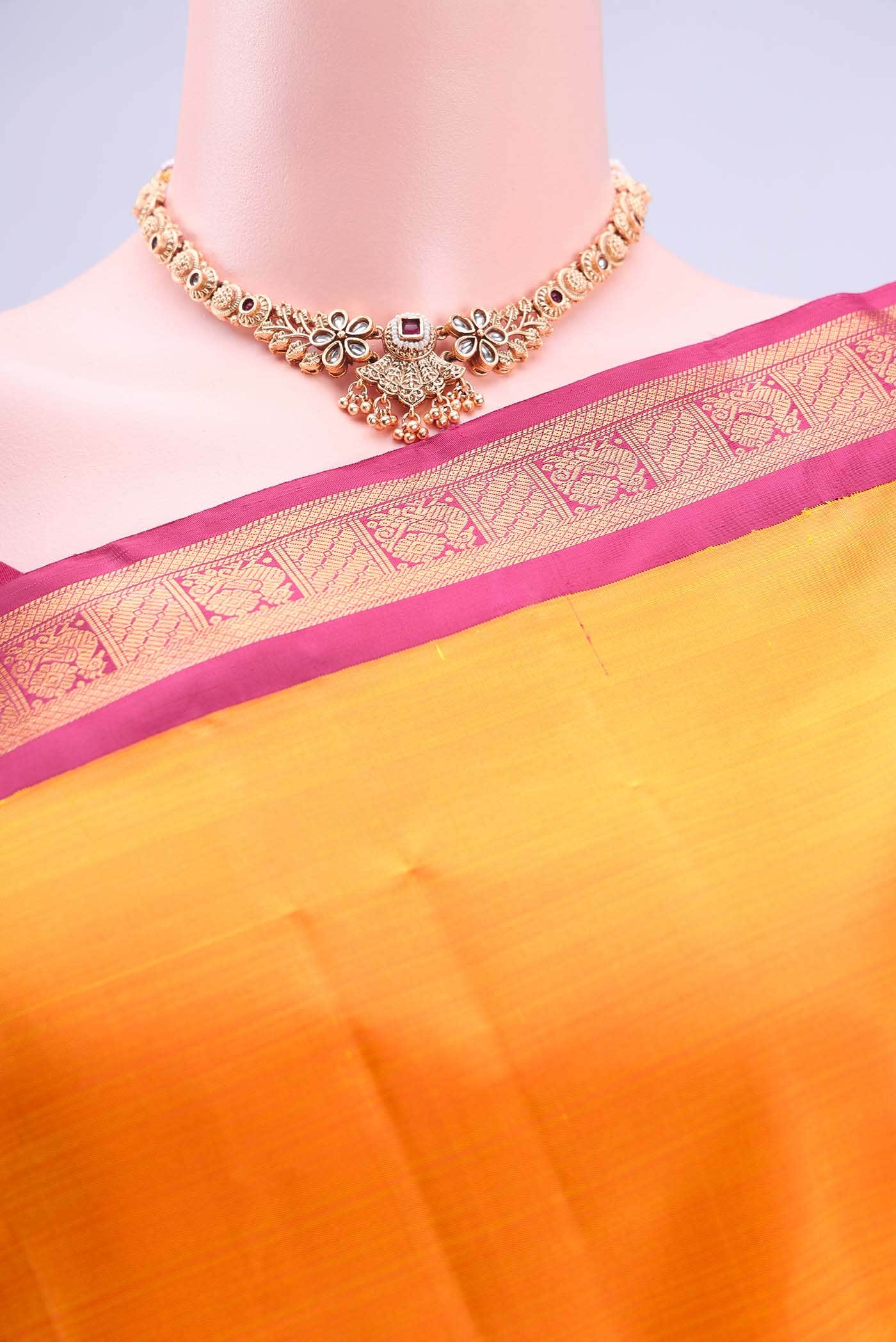 Mustard Kanchipuram Silk Saree