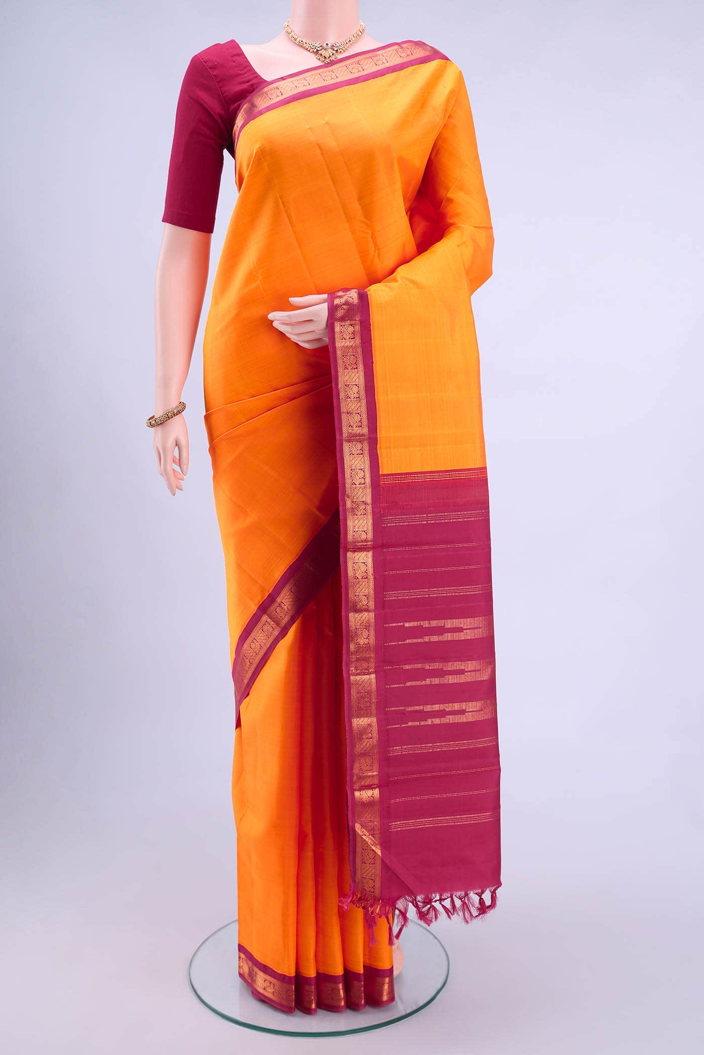 Mustard Kanchipuram Silk Saree