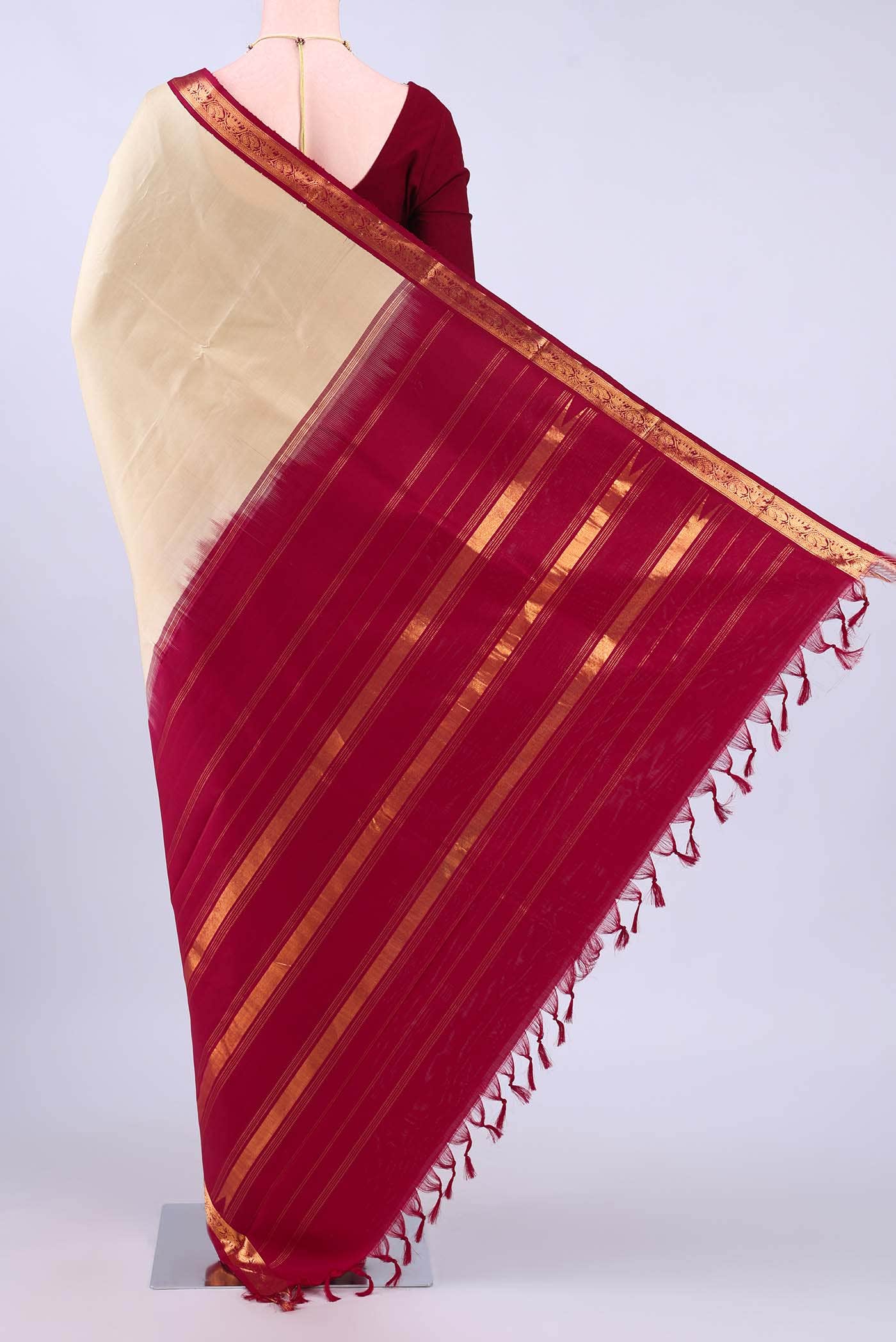 Beige Kanchipuram Silk Saree