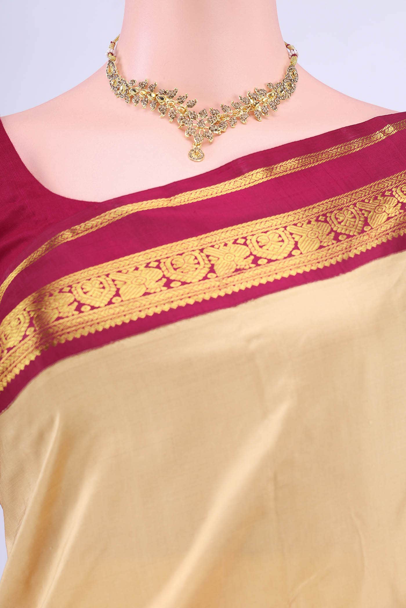 Beige Dual Tone Nangavalli Silk [ Salem ] Saree