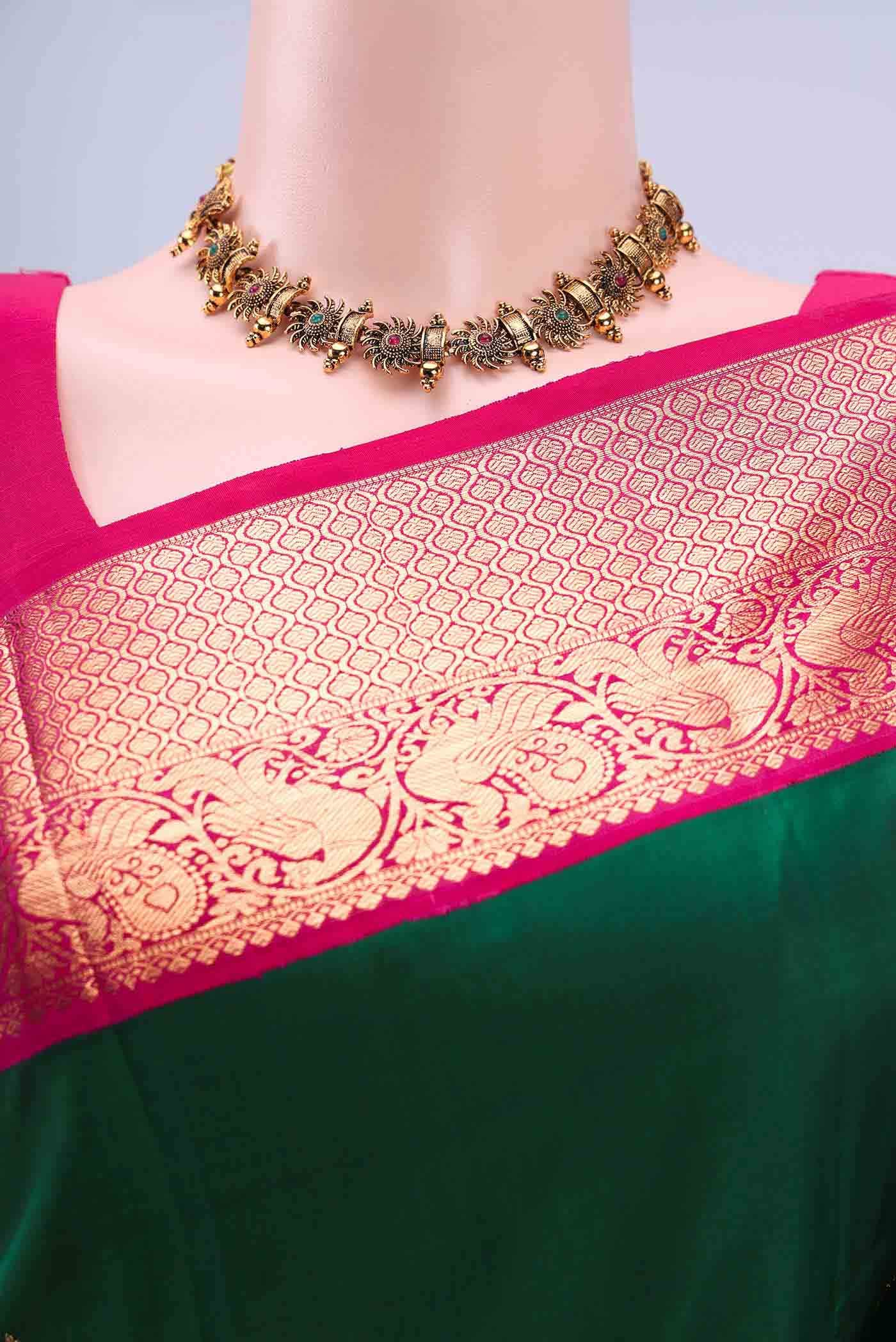 Bottle Green Kanchipuram Silk Saree