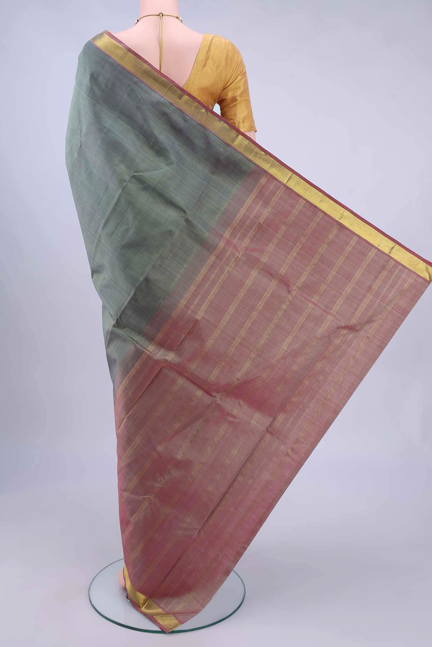 Davys Grey Kanchipuram Silk Saree
