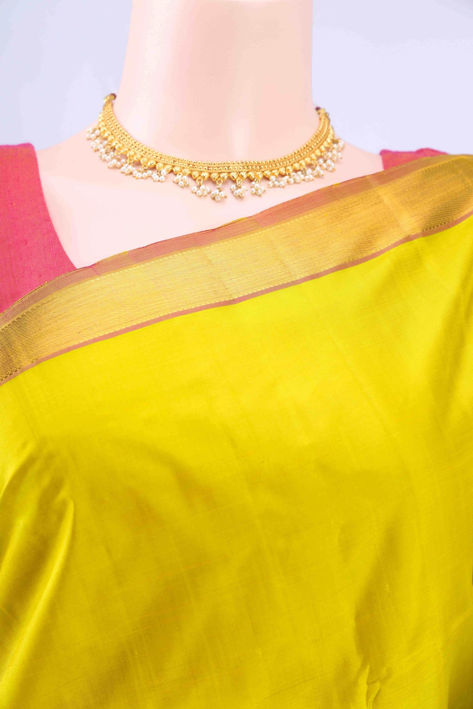 Acid Green Kanchipuram Silk Saree