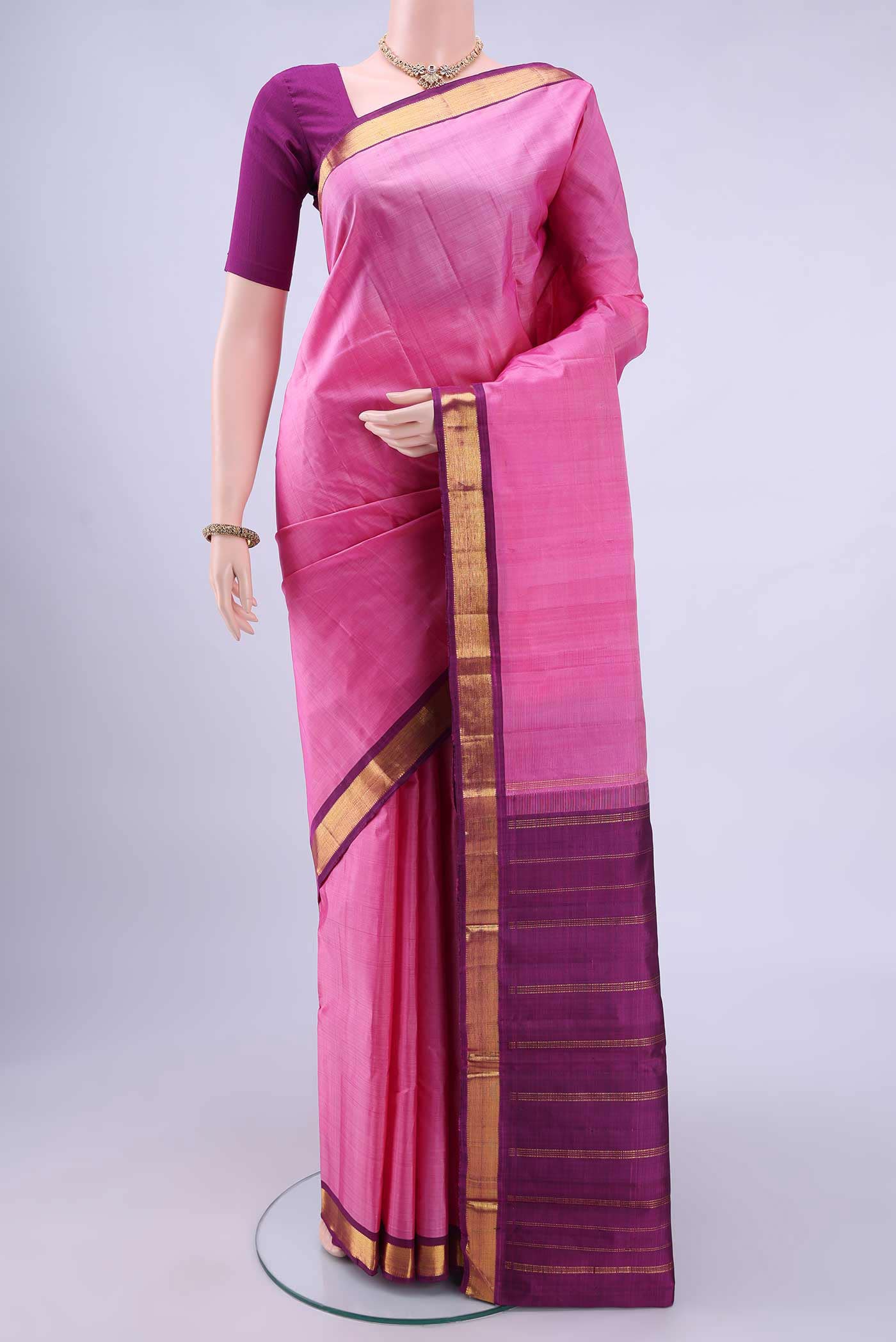 Pink Kanchipuram Silk Saree