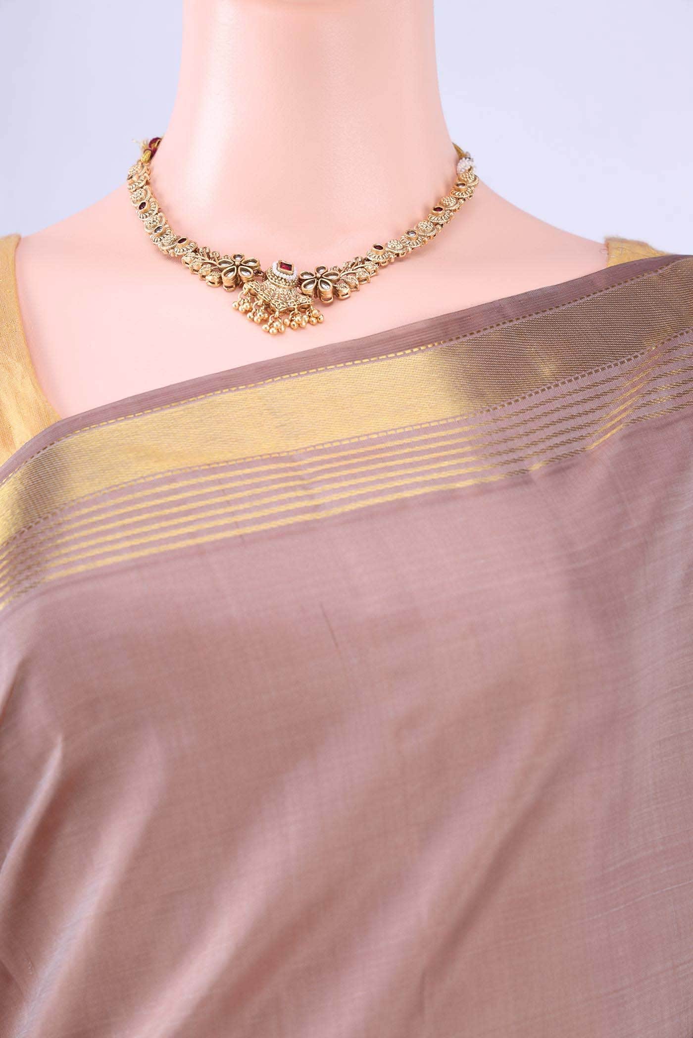 Rose Gold Kanchipuram Silk Saree