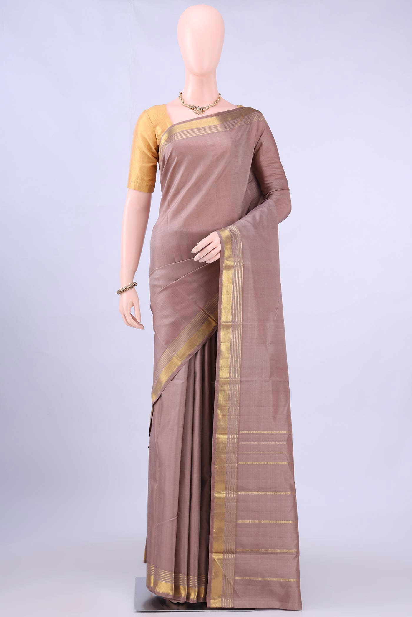 Rose Gold Kanchipuram Silk Saree