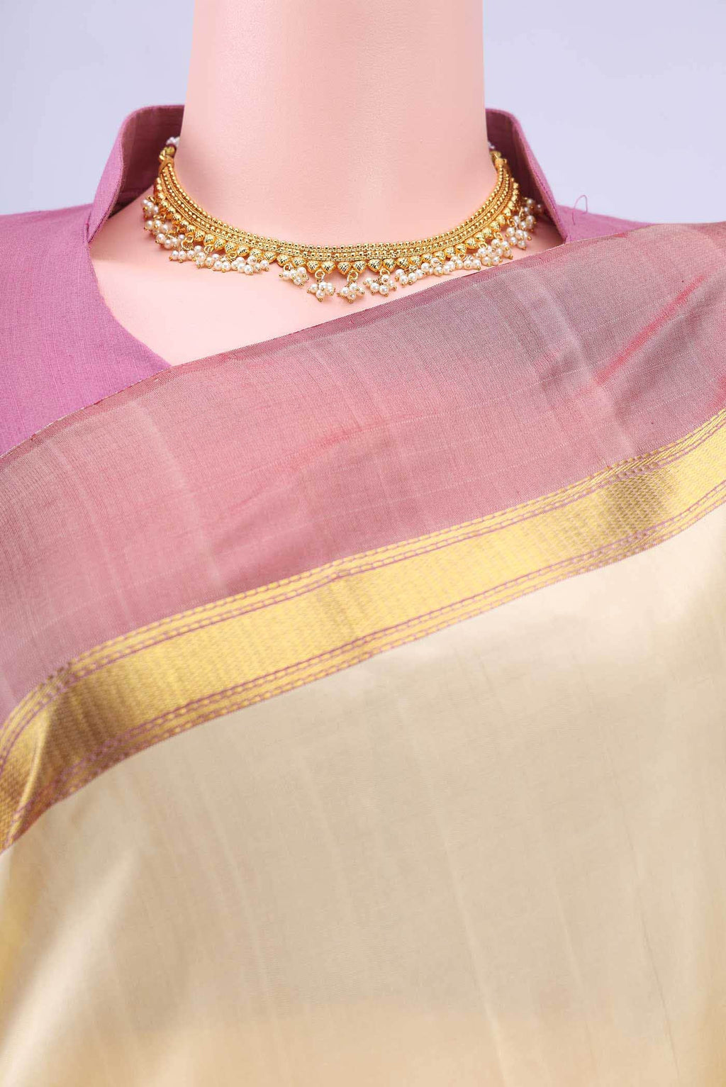 Beige Kanchipuram Silk Saree