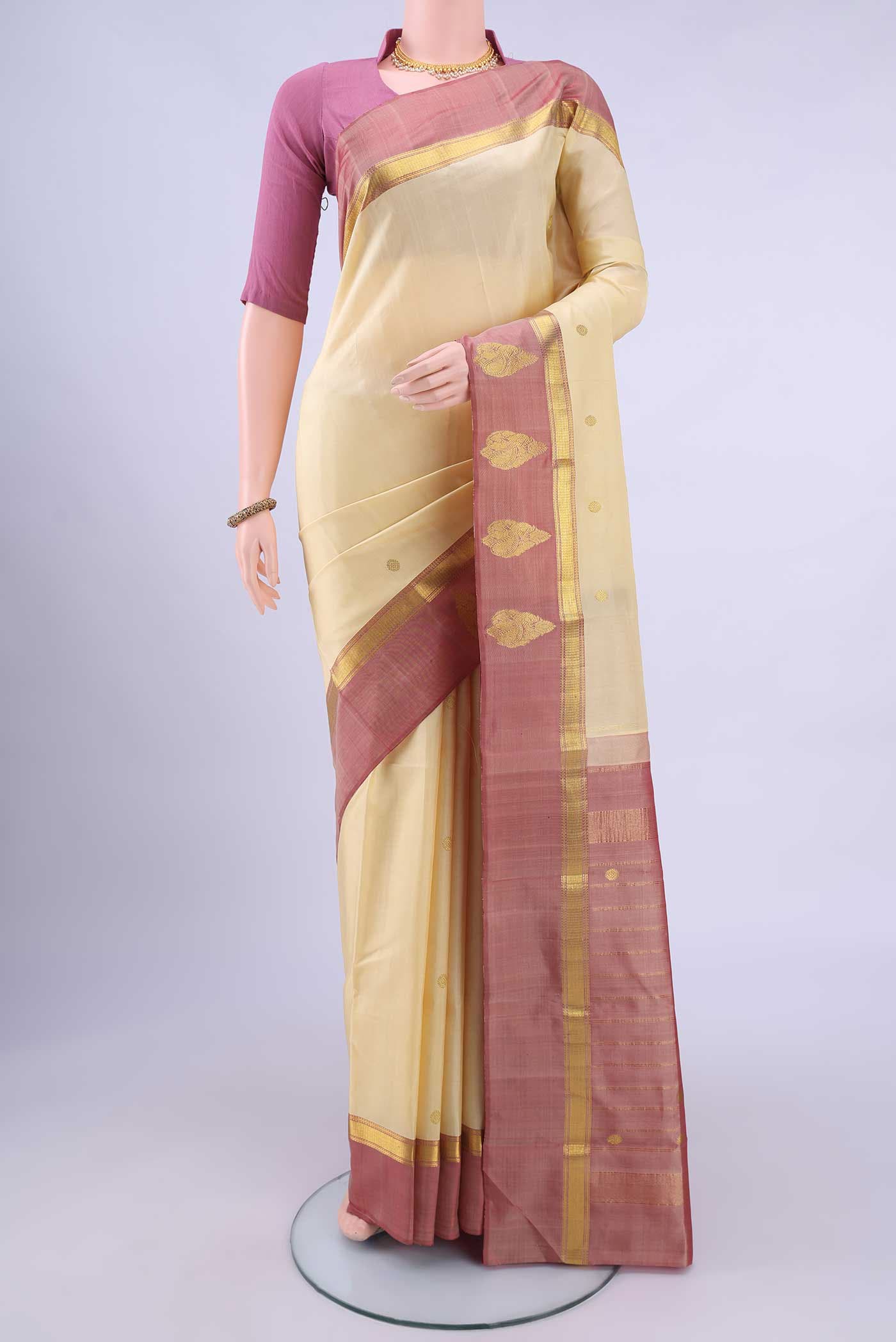 Beige Kanchipuram Silk Saree