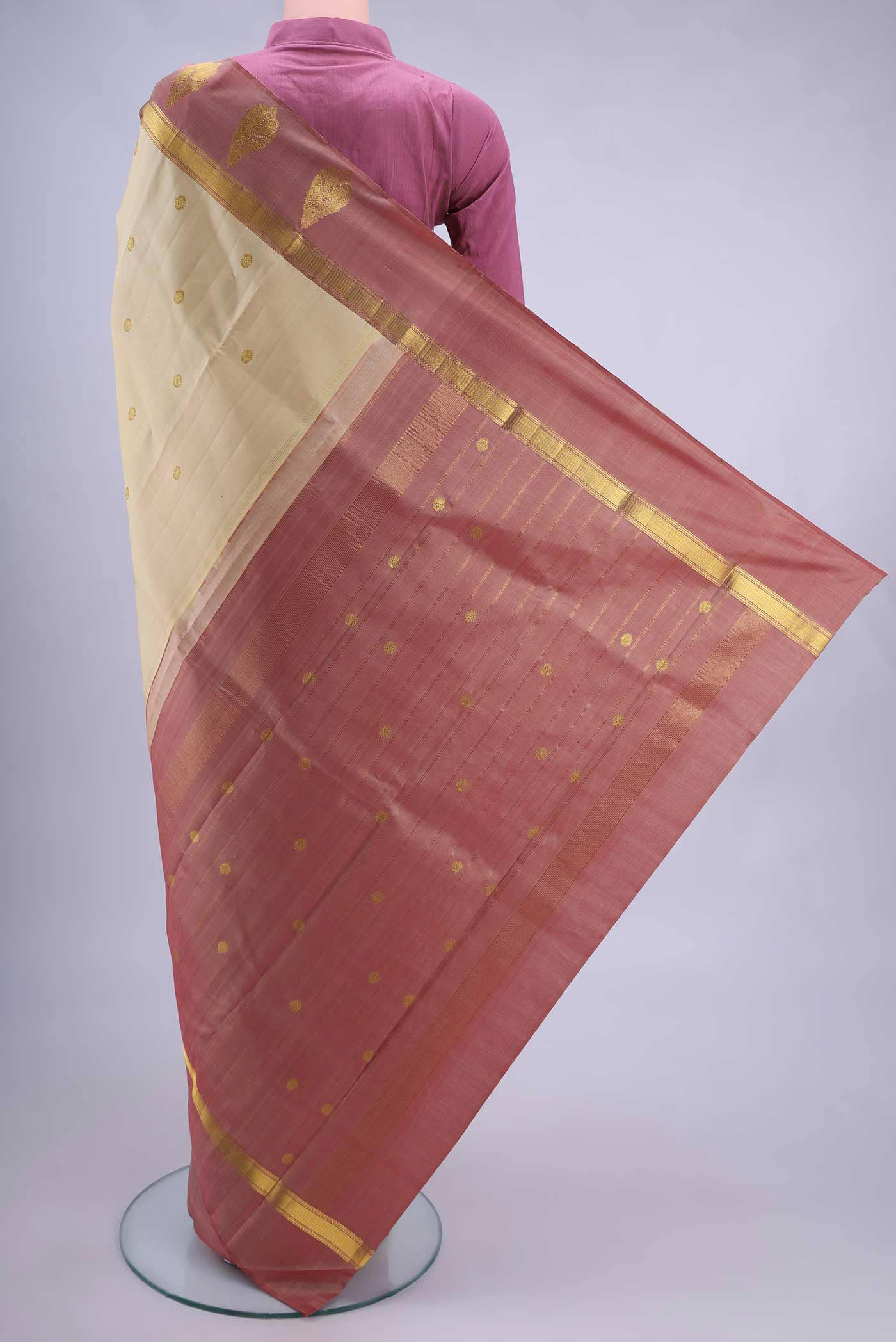 Beige Kanchipuram Silk Saree