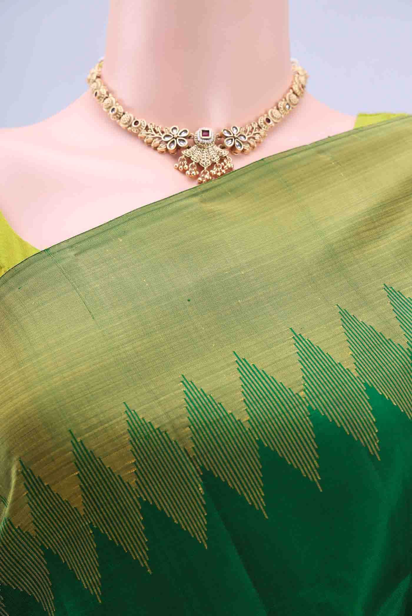 Bottle Green Kanchipuram Silk Saree