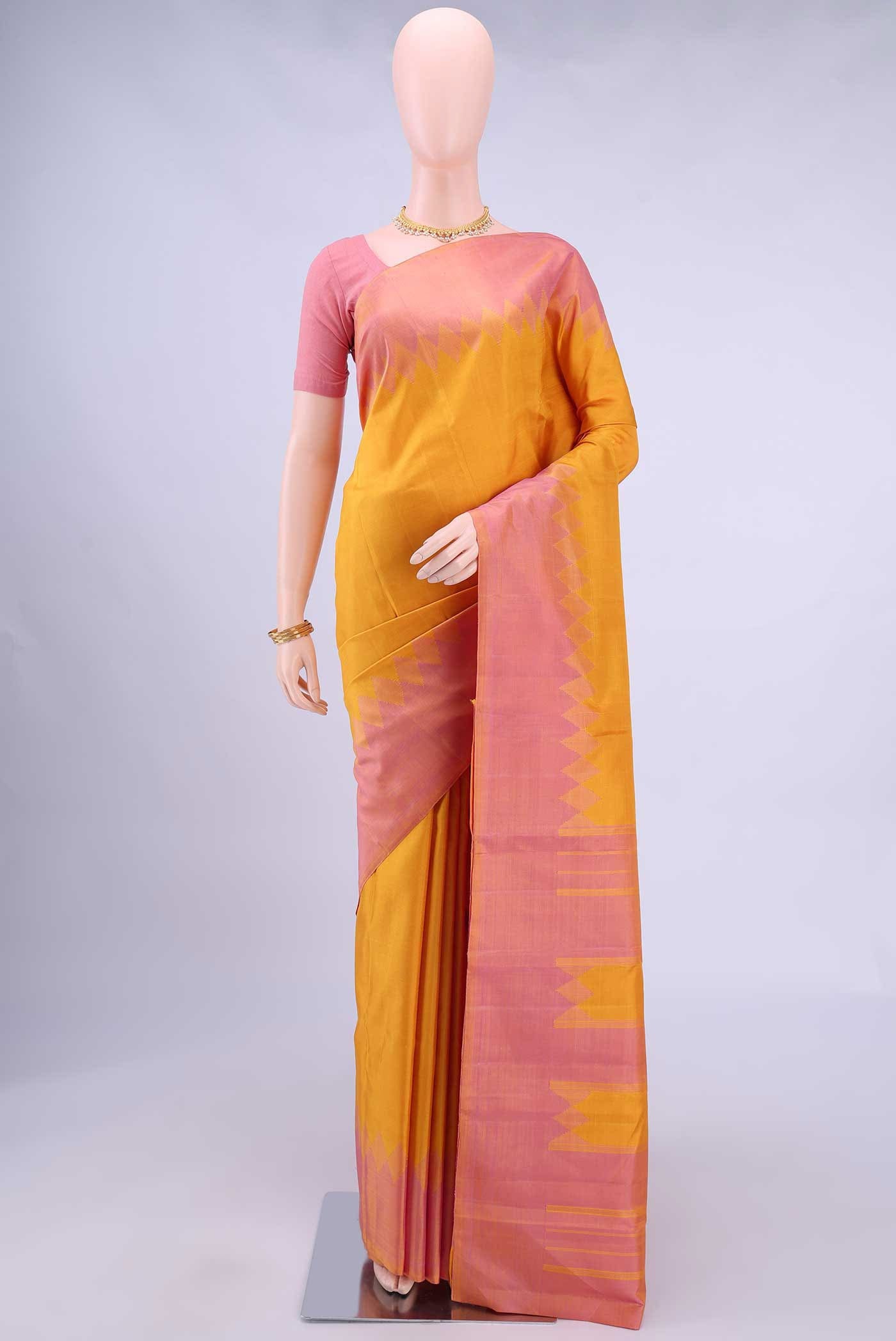 Mustard Kanchipuram Silk Saree