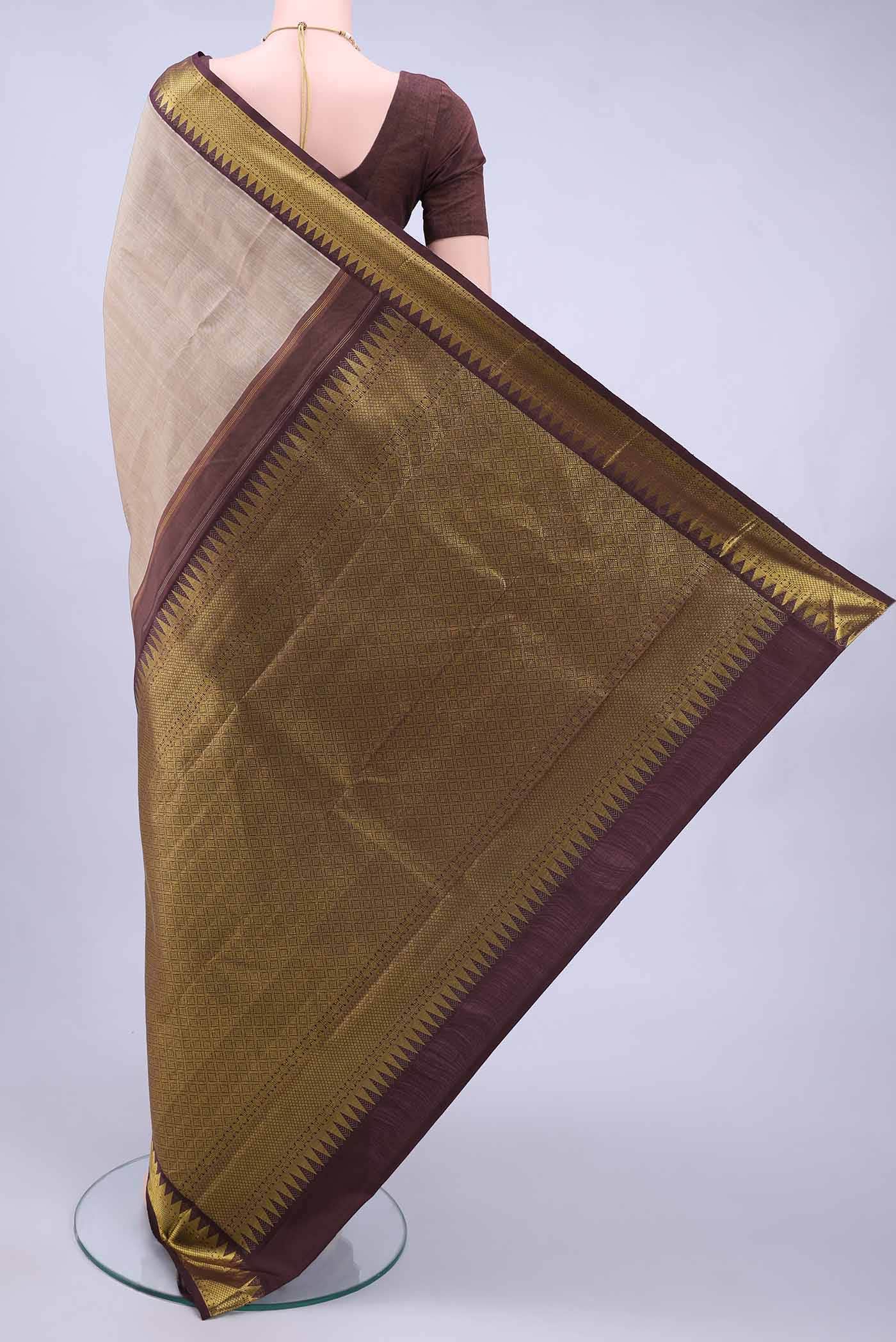 Beige Kanchipuram Silk Saree