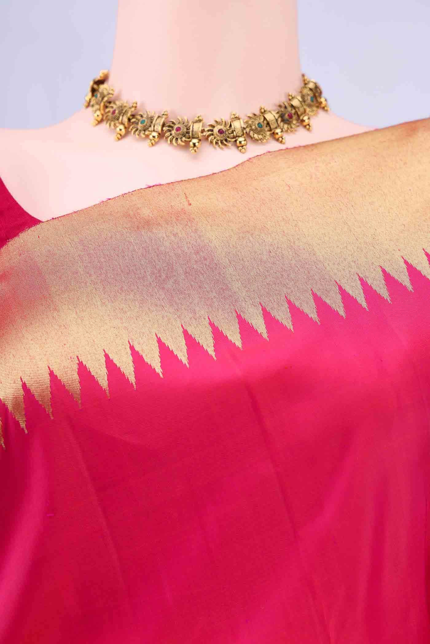 Pure Silk Pure Zari Imperial Pink Kanchipuram Saree
